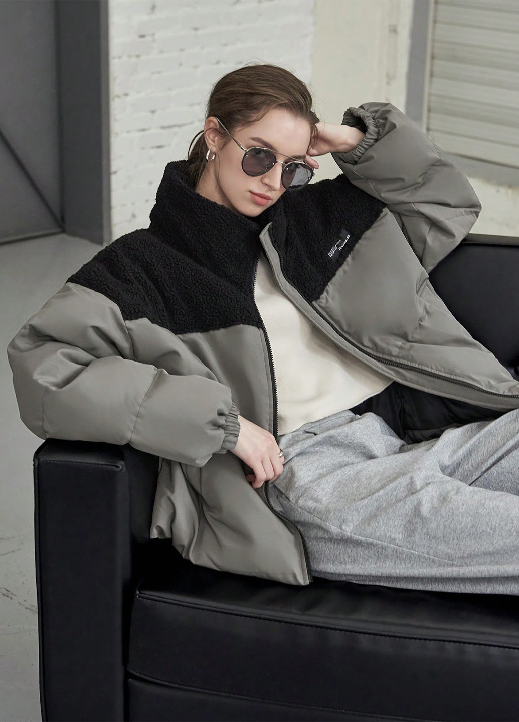 Комбінована зимня куртка SHEIN