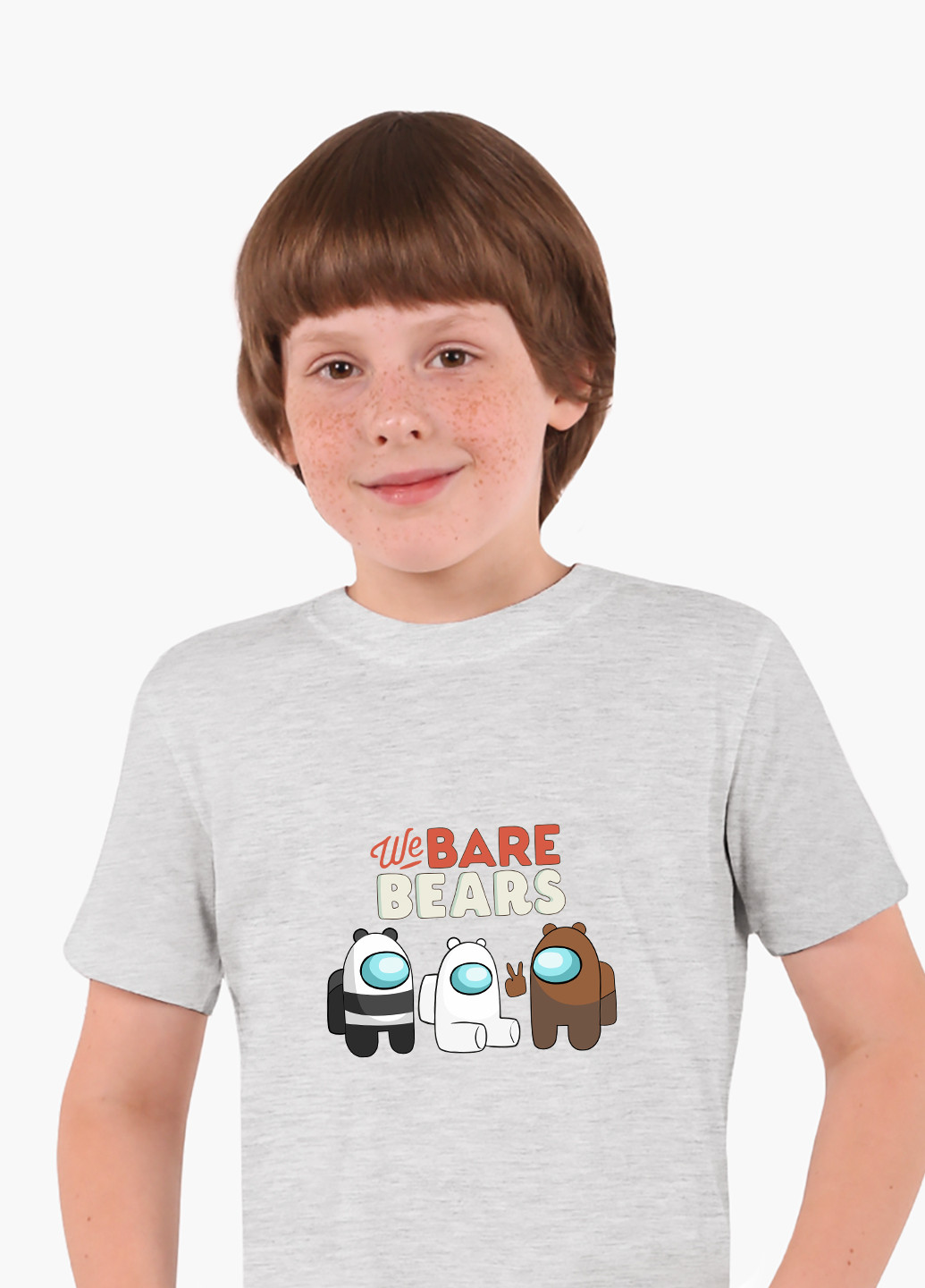 Світло-сіра демісезонна футболка дитяча вся правда про ведмедів (we bare bears) (9224-2668) MobiPrint