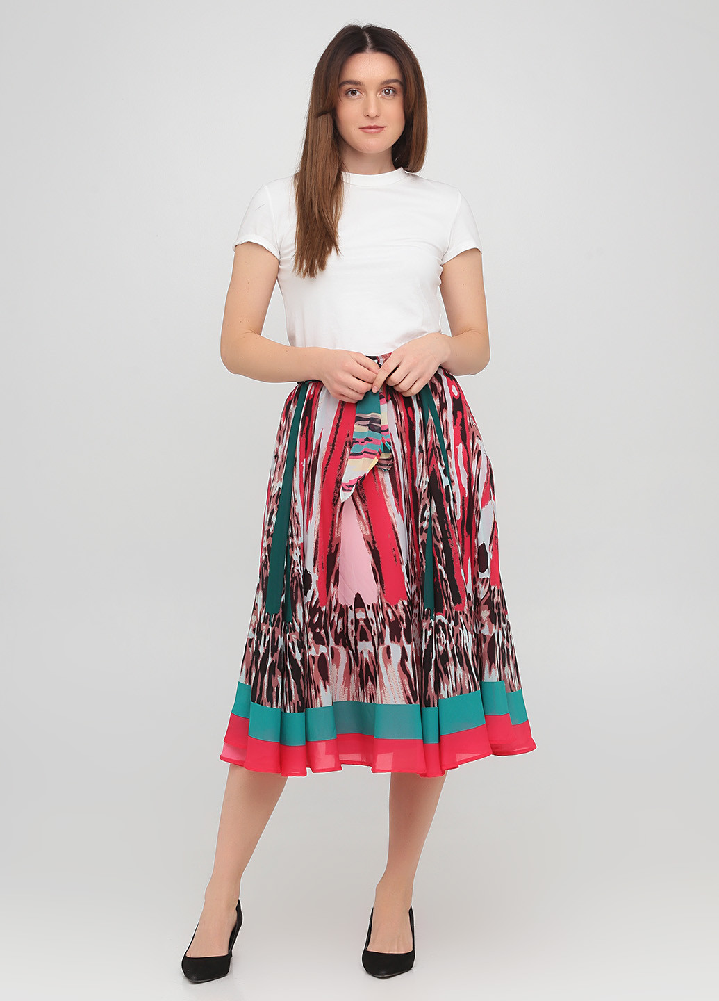 Разноцветная кэжуал с абстрактным узором юбка The J. Peterman Company клешированная
