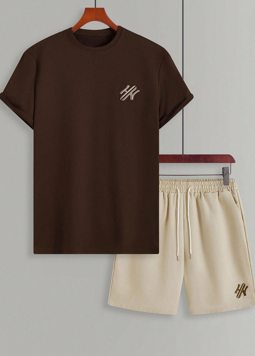 Комбінований літній костюм (футболка, шорти) з шортами SHEIN