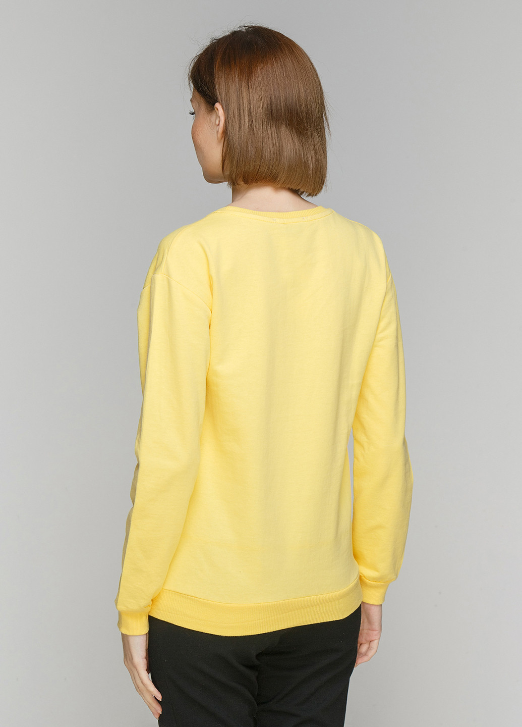 Свитшот London Look - Прямой крой однотонный желтый кэжуал хлопок - (168089055)