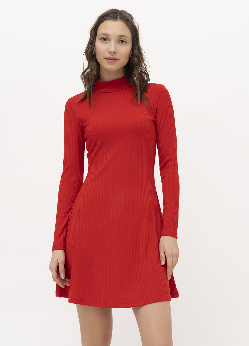 Червона кежуал трикотажна сукня-гольф сукня-водолазка KASTA design однотонна