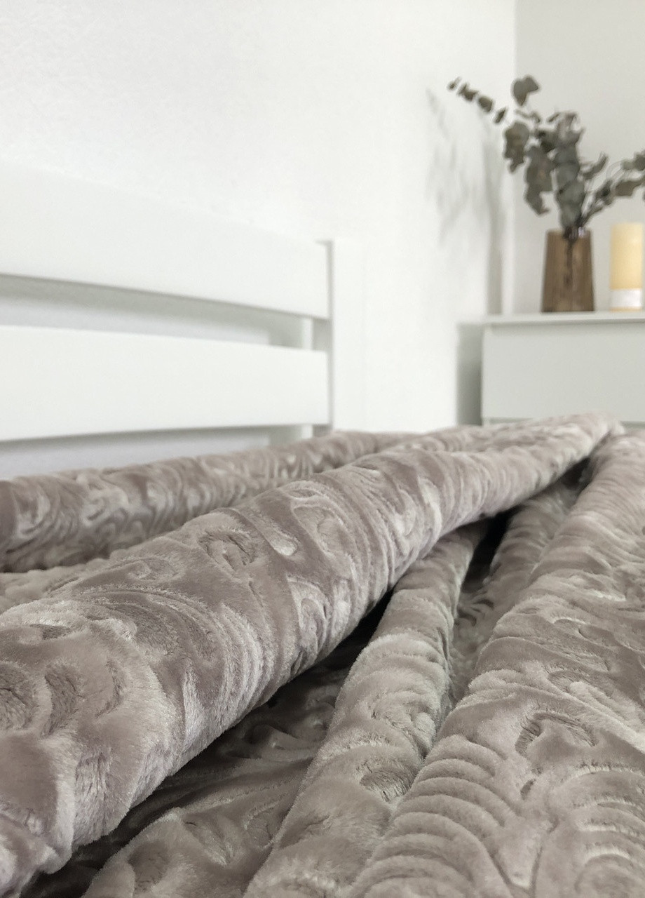 Плед велюровый з выдавкой акрил 200х240 латте Vie Nouvelle (254397184)