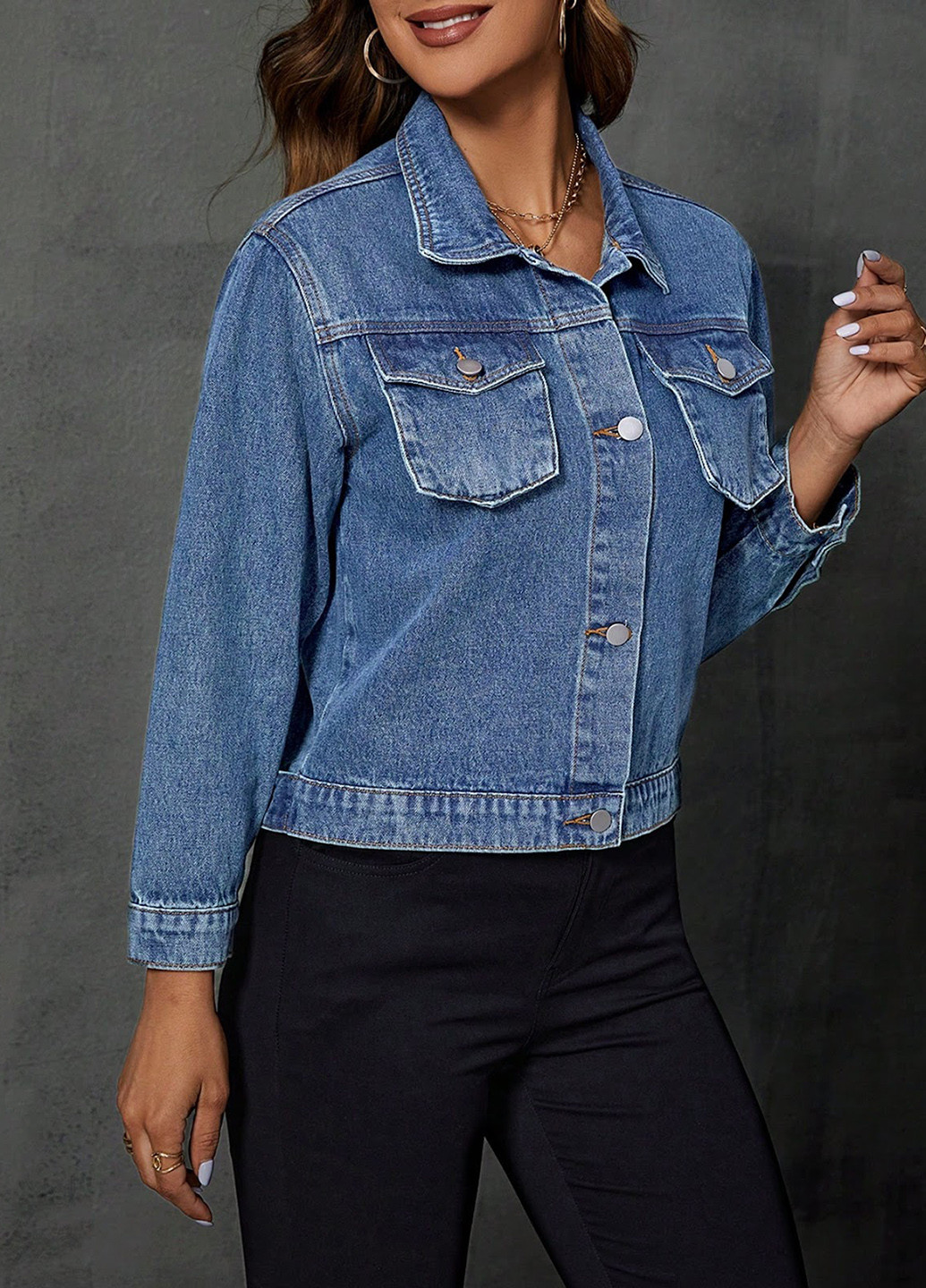 Світло-синя демісезонна куртка SHEIN