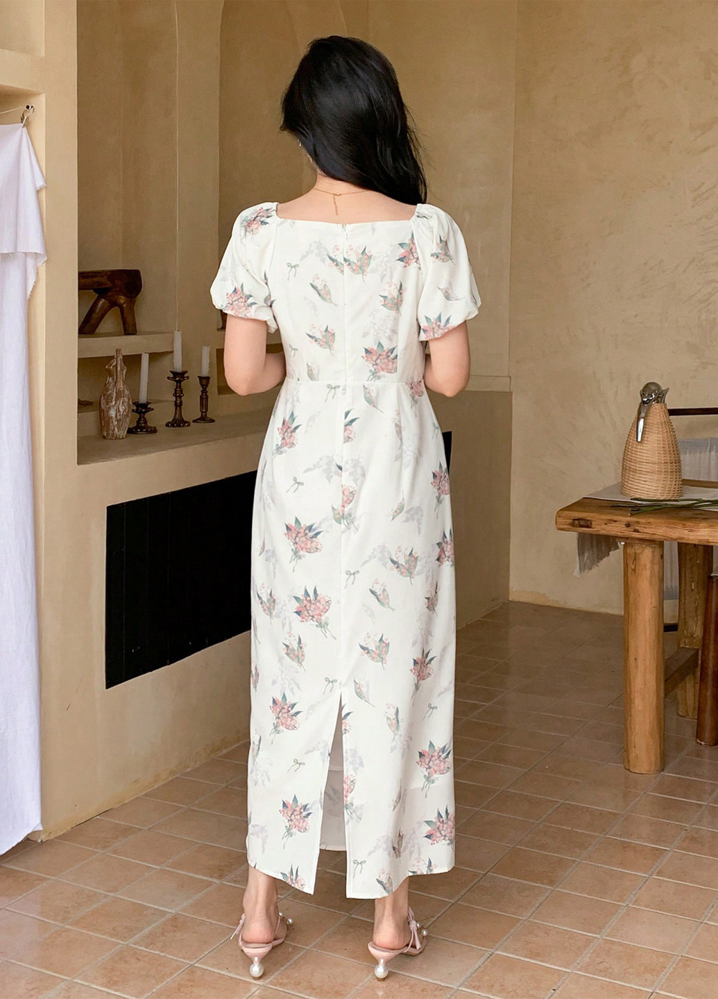 Молочна кежуал сукня SHEIN з квітковим принтом