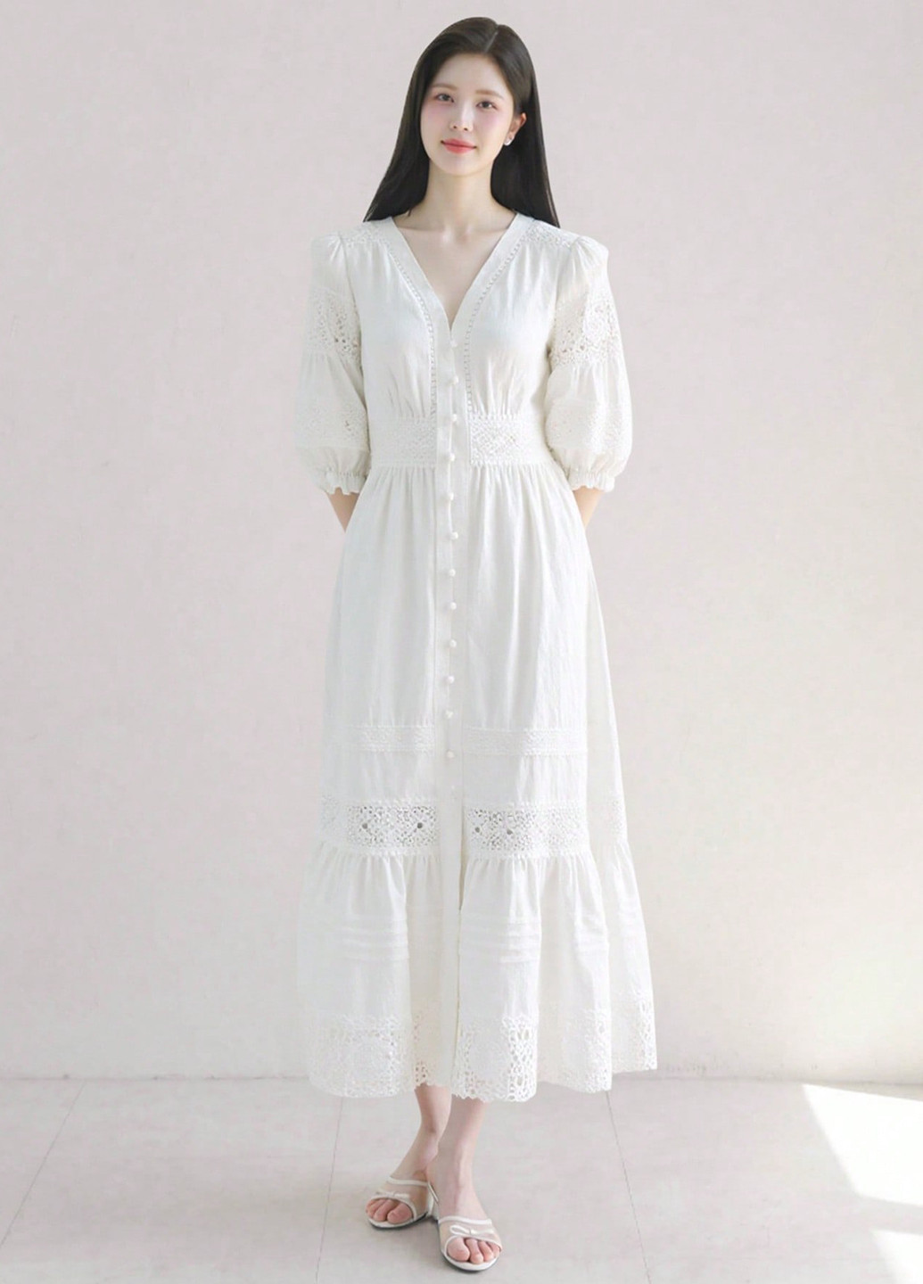 Білий святковий, кежуал сукня кльош SHEIN однотонна