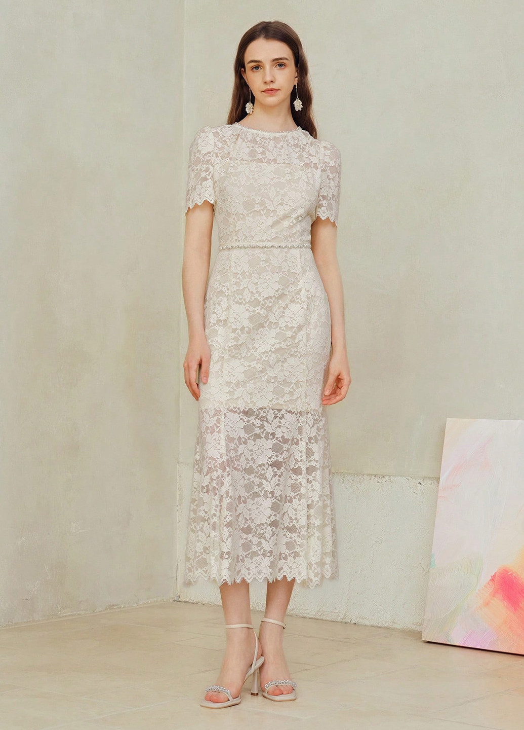 Кремова коктейльна, вечірня сукня SHEIN однотонна