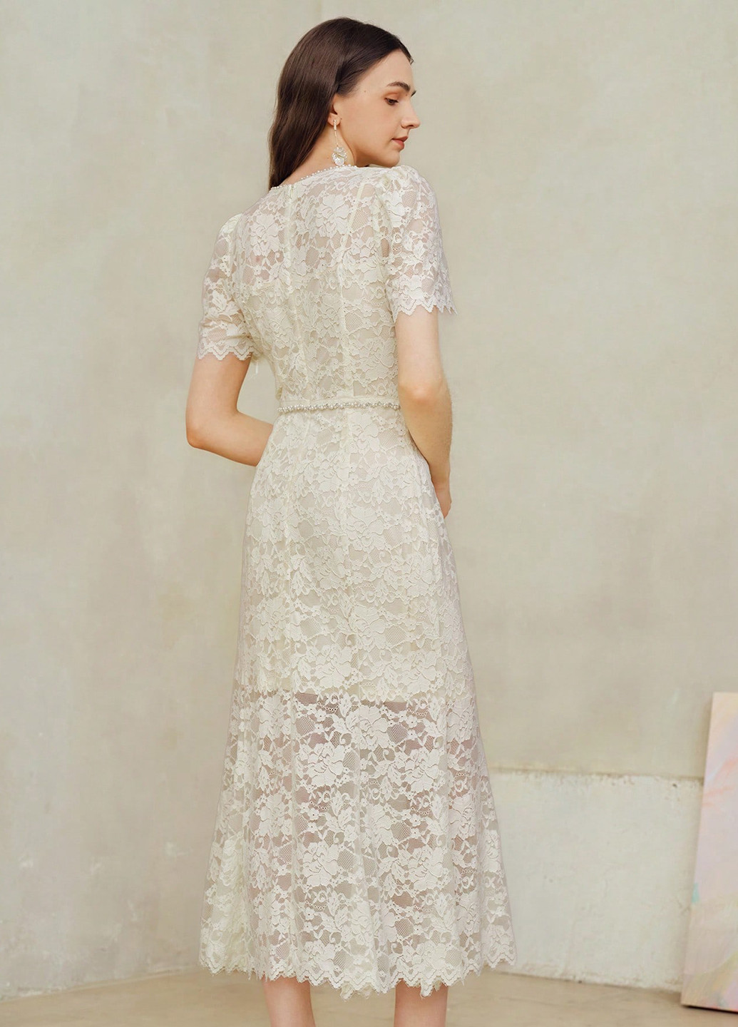 Кремова коктейльна, вечірня сукня SHEIN однотонна