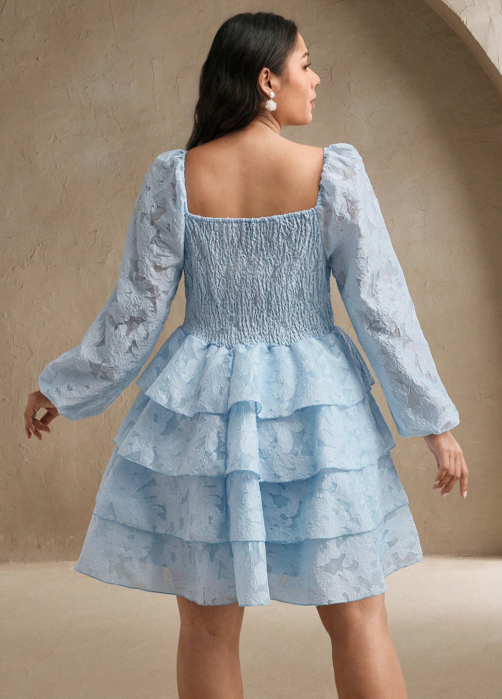 Блакитна святковий сукня кльош, з корсетом SHEIN однотонна