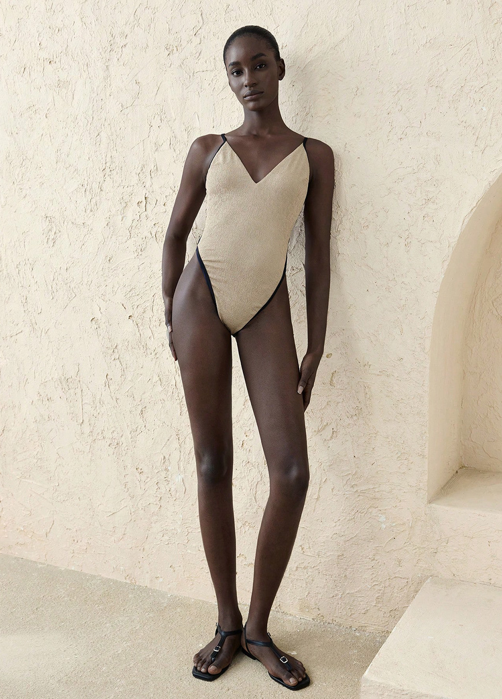 Світло-сірий літній купальник суцільний SHEIN