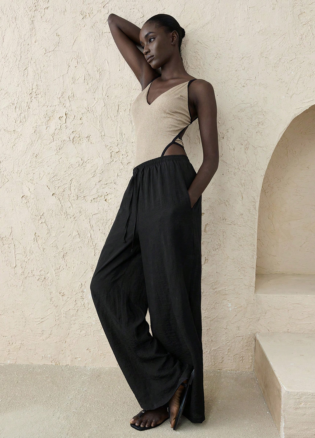 Світло-сірий літній купальник суцільний SHEIN