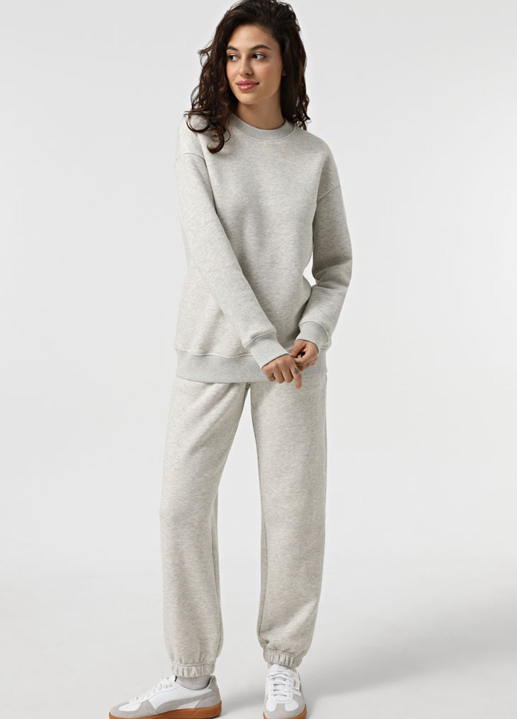 Светло-серый свитшот Promin меланж без декора (324145561)