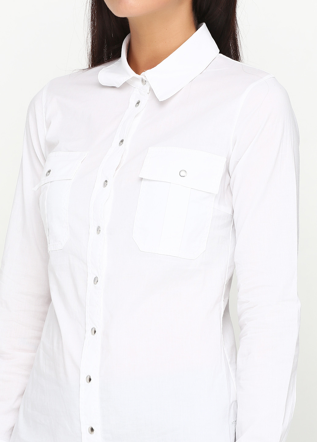 Белая кэжуал рубашка однотонная Denny Rose