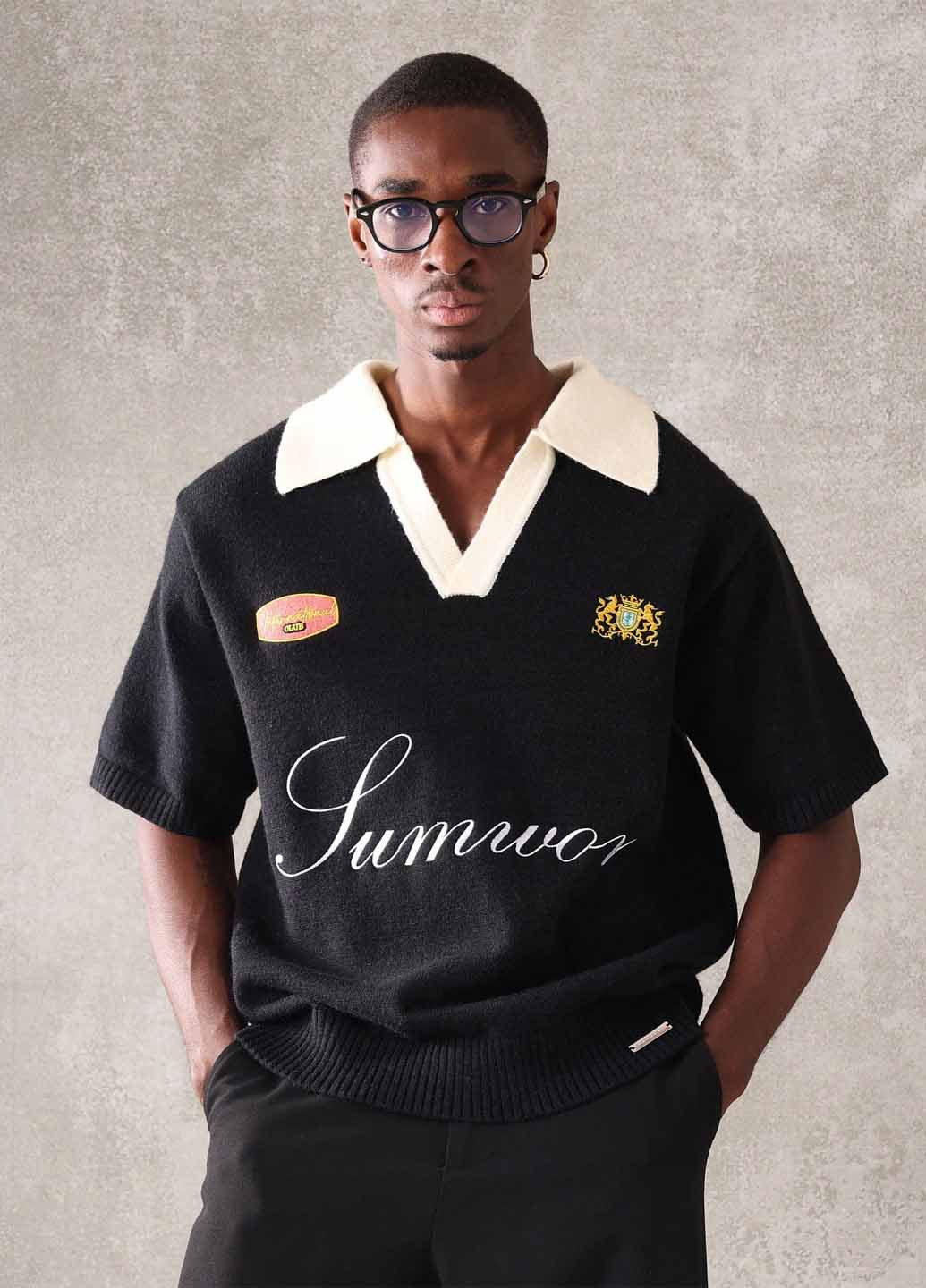 Черно-белый демисезонный пуловер пуловер SHEIN