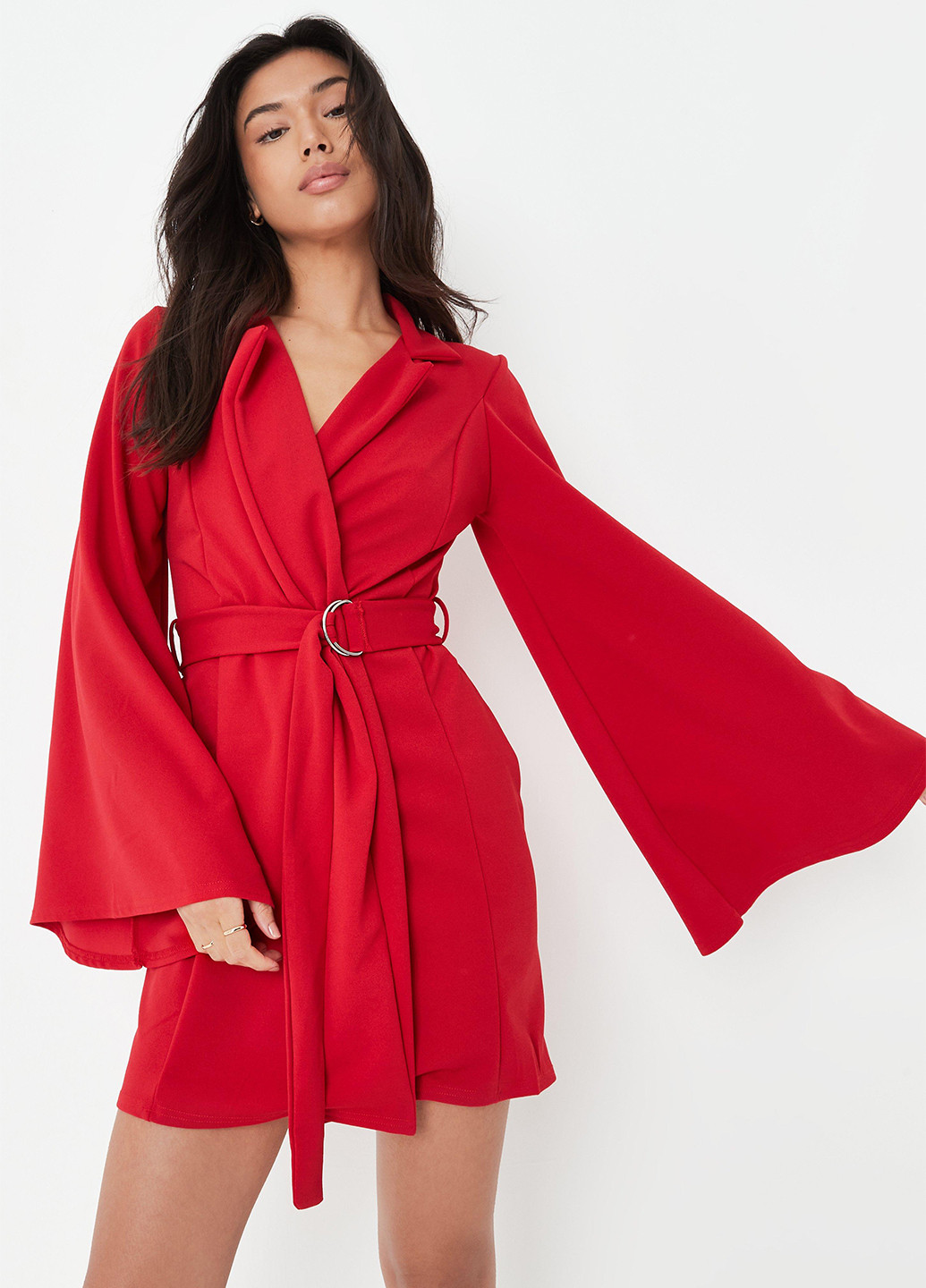 Красное коктейльное платье на запах Missguided однотонное
