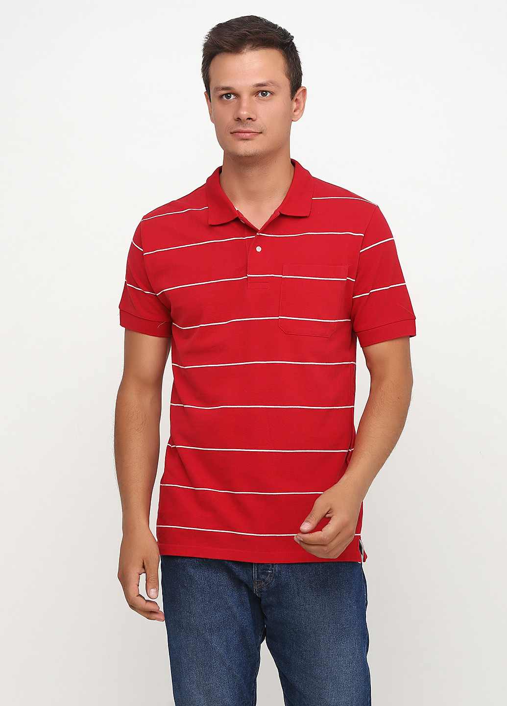 Красная футболка-поло для мужчин D.B.C в полоску