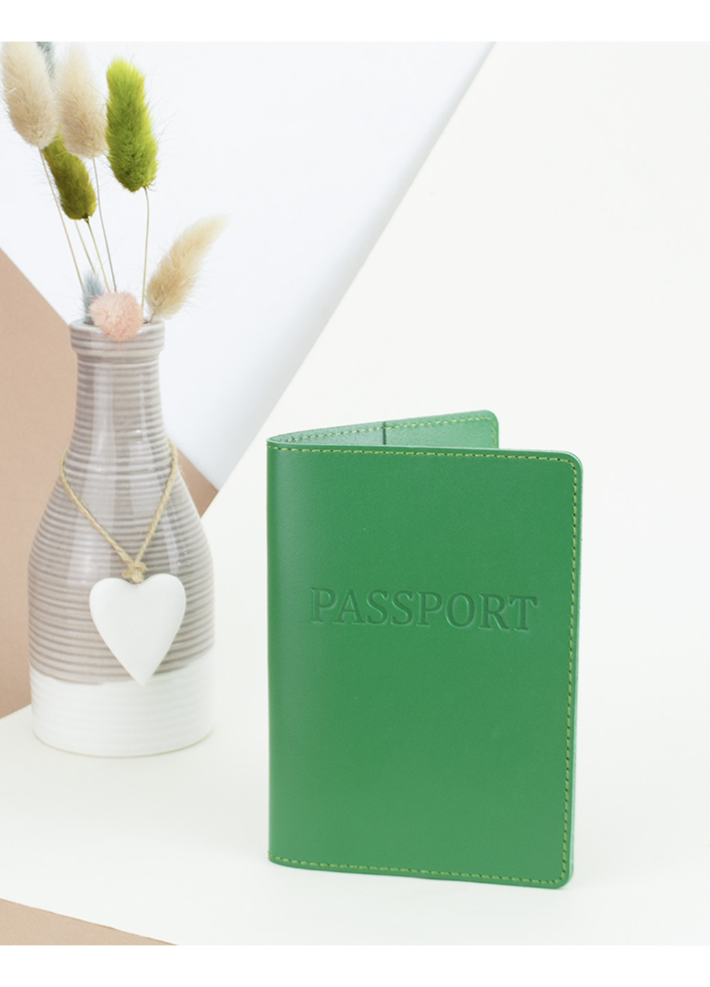 Подарунковий жіночий набір №60: обкладинка документи + обкладинка на паспорт (зелений) HandyCover (253411512)