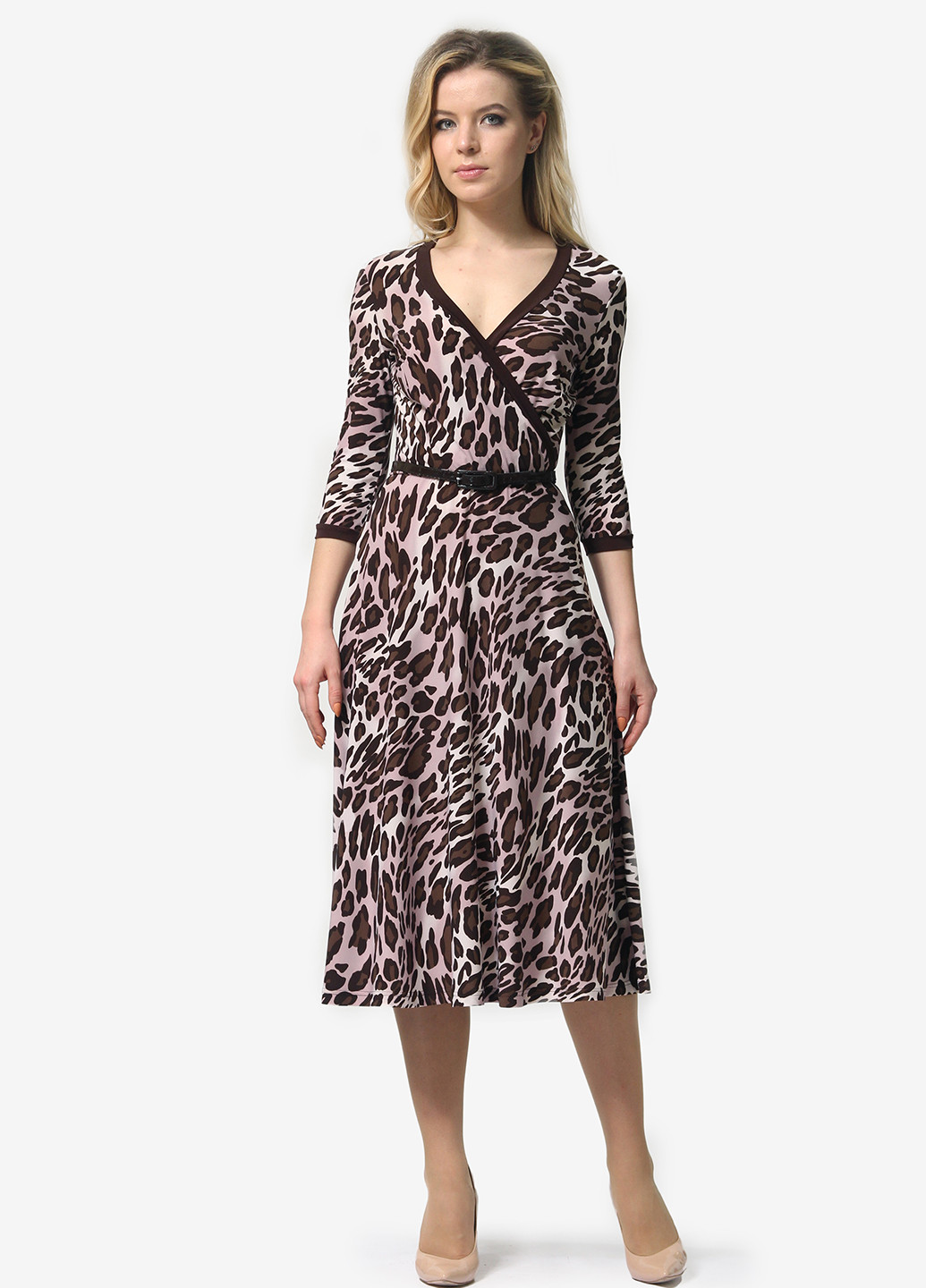 Комбинированное кэжуал платье на запах Lila Kass леопардовый