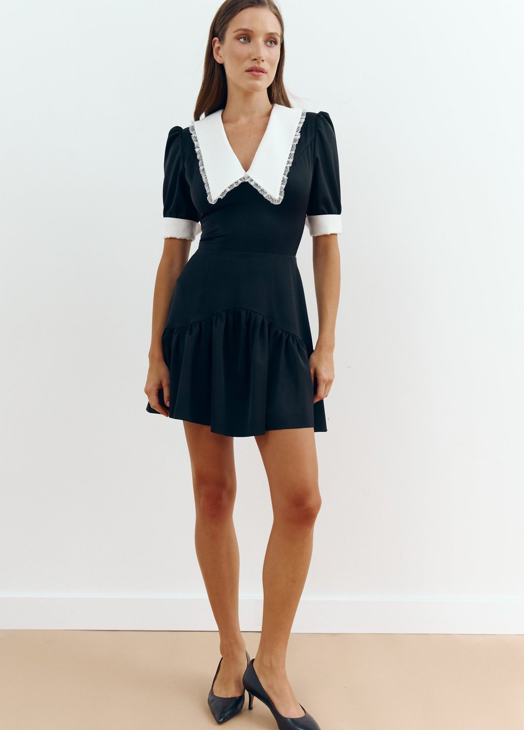 Чорна кежуал сукня кльош Gepur колор блок