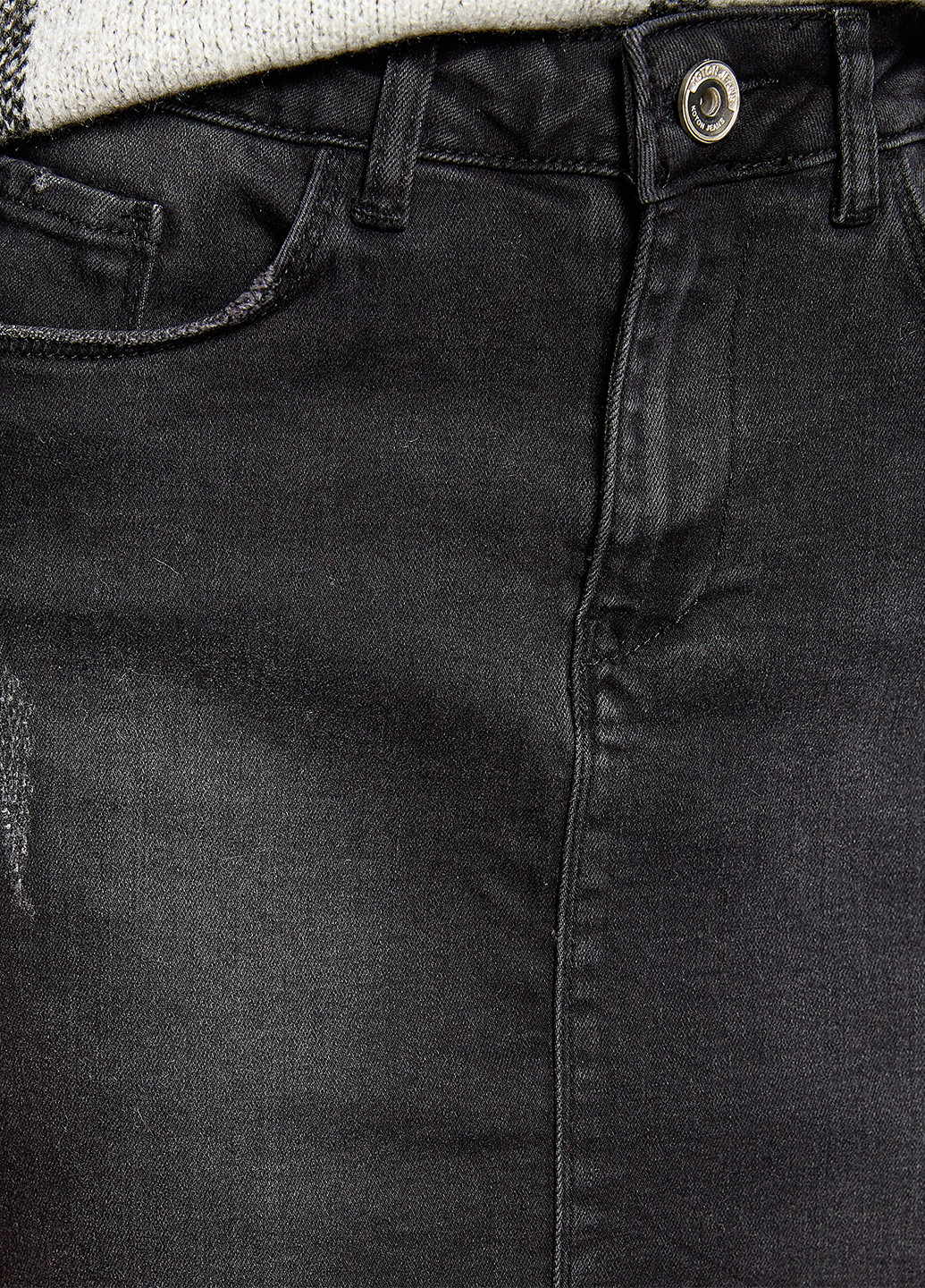 Графитовая джинсовая однотонная юбка KOTON