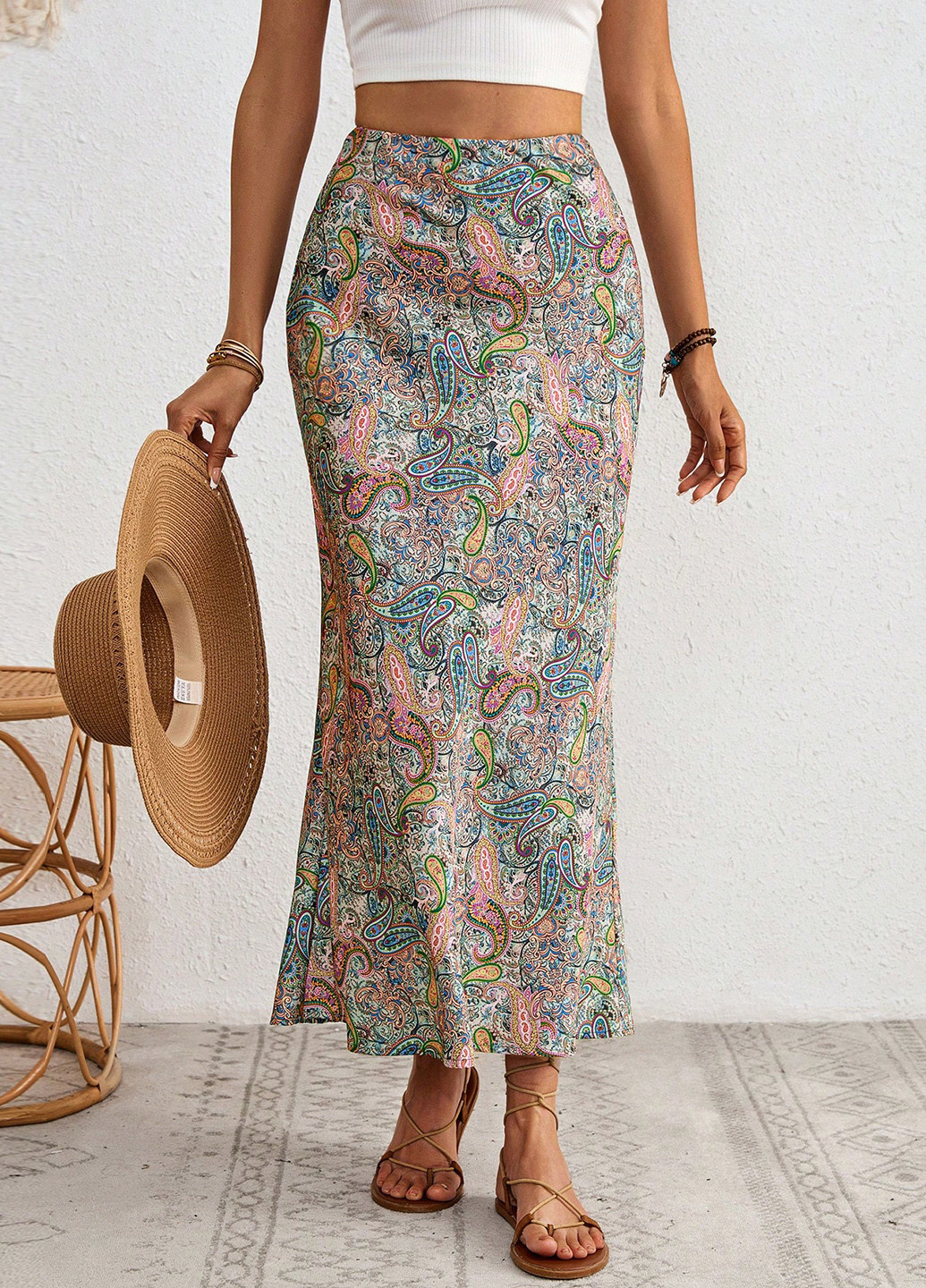 Разноцветная кэжуал "турецкие огурцы" юбка SHEIN годе