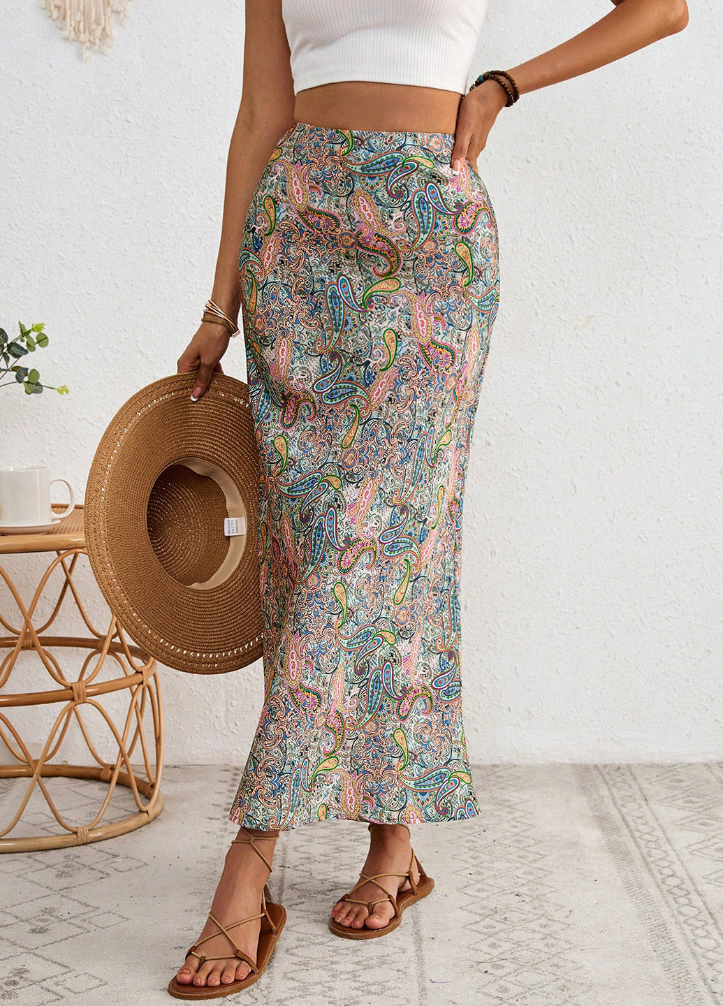 Разноцветная кэжуал "турецкие огурцы" юбка SHEIN годе