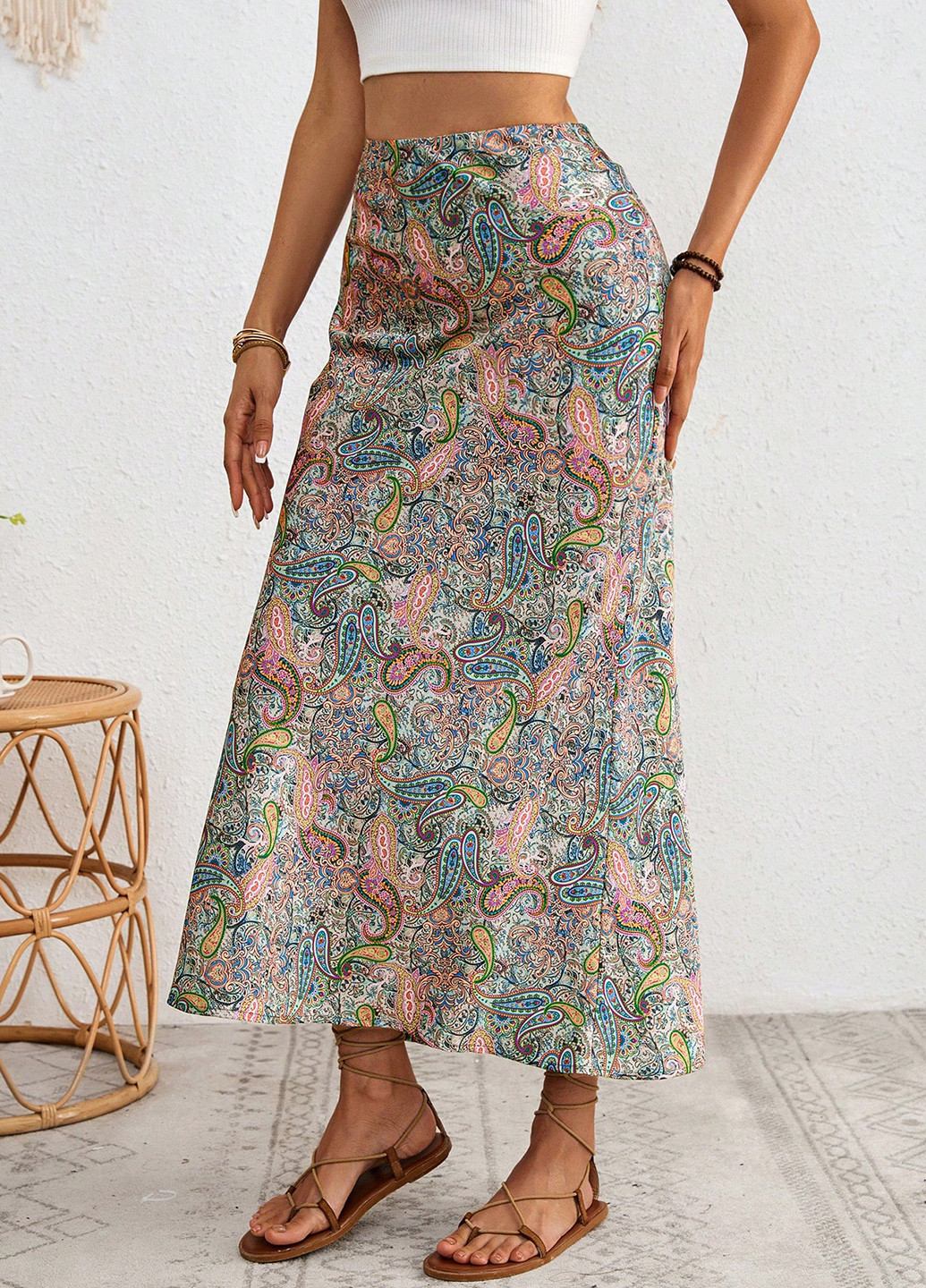 Разноцветная кэжуал "турецкие огурцы" юбка SHEIN годе