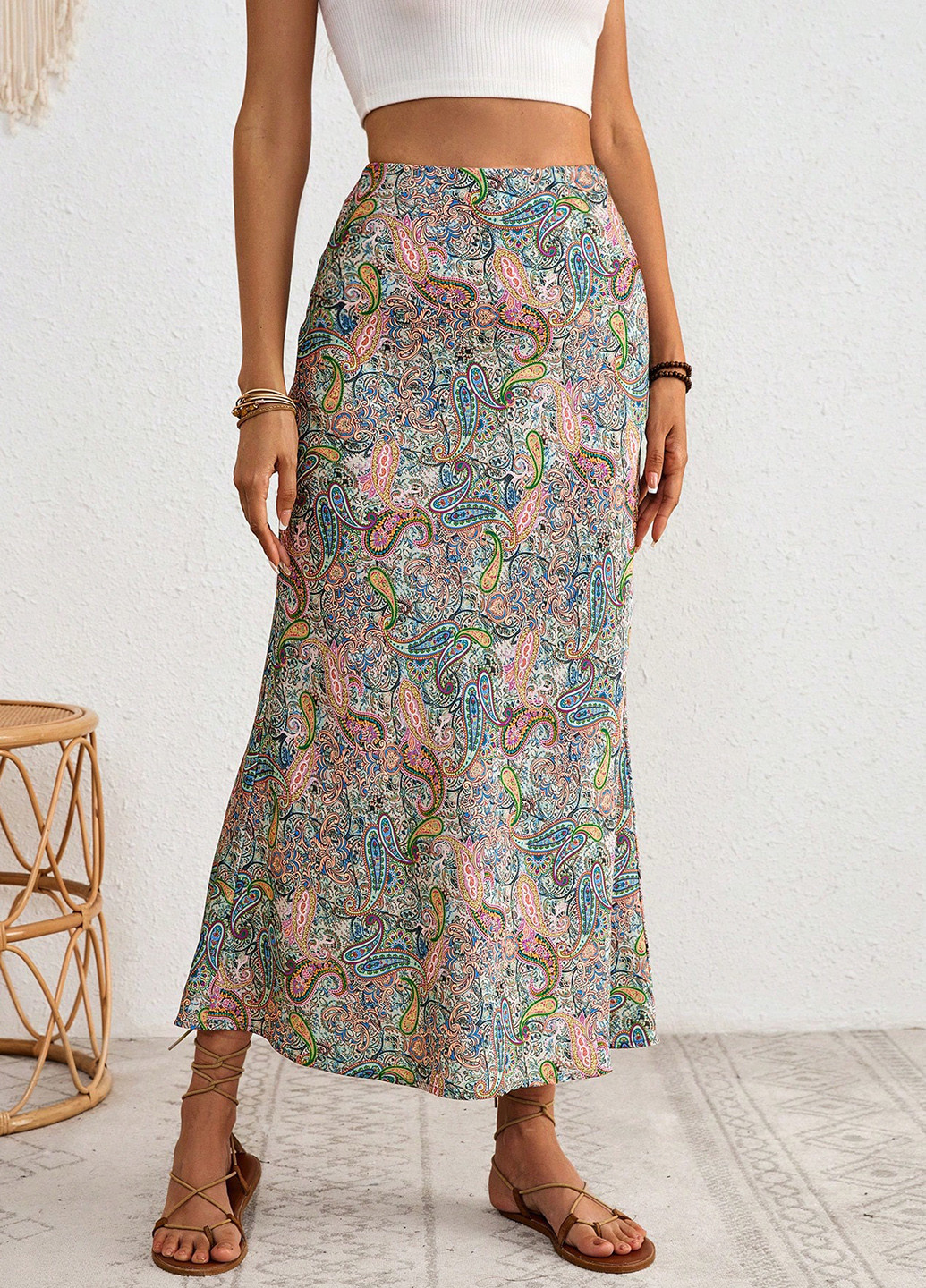 Разноцветная кэжуал "турецкие огурцы" юбка SHEIN годе