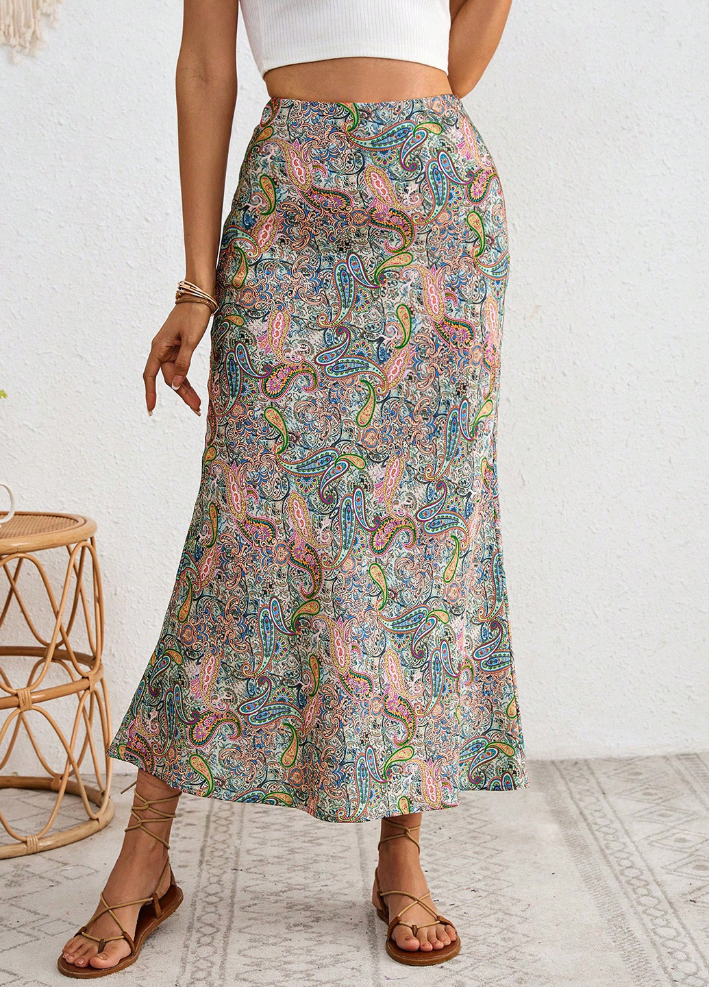 Разноцветная кэжуал "турецкие огурцы" юбка SHEIN годе