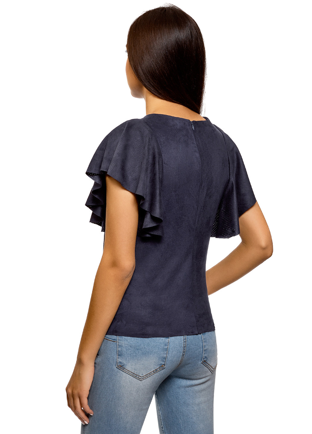 Темно-синяя летняя блуза Oodji