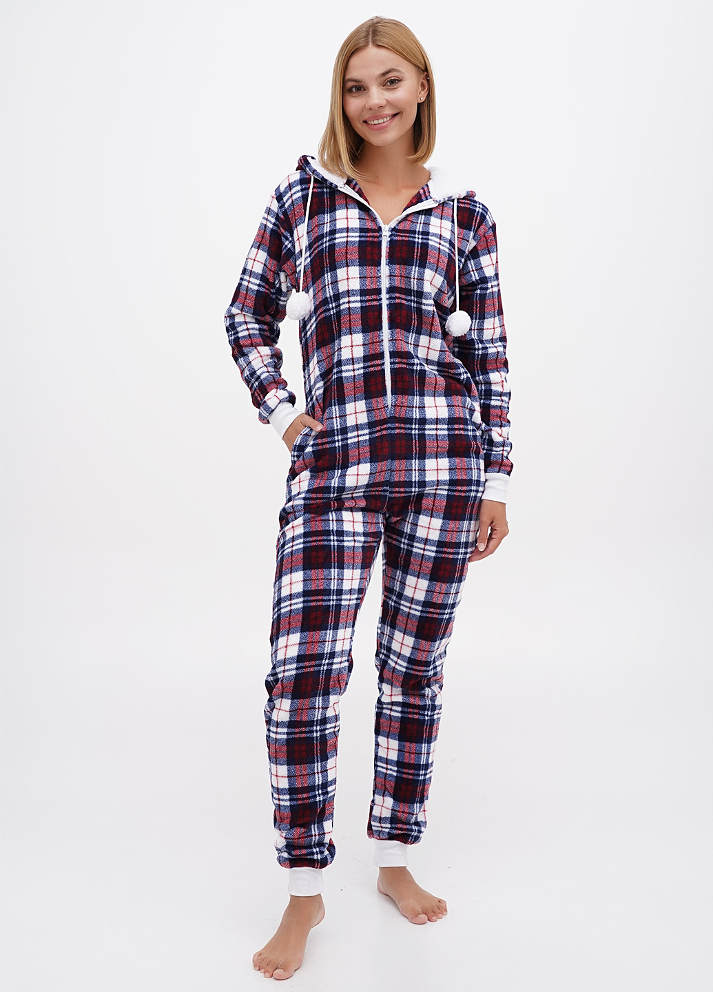 Комбінезон Frankie & Johnny клітинка темно-синій домашній поліестер