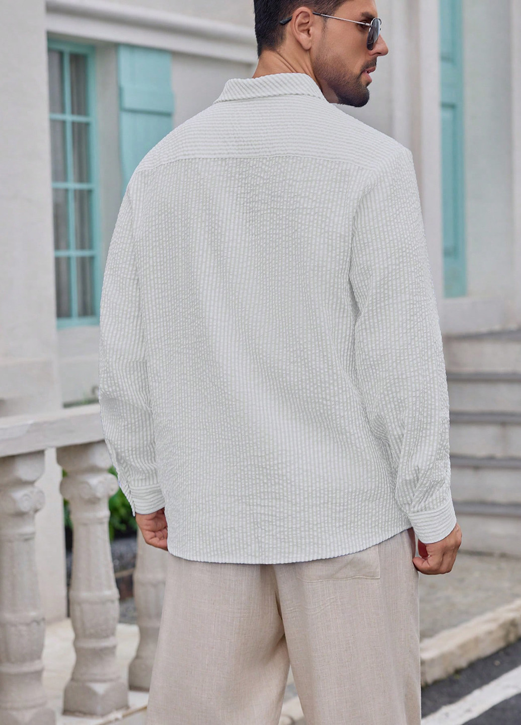 Белая классическая, кэжуал рубашка в полоску SHEIN