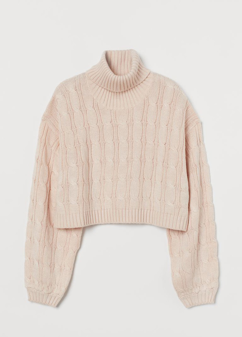 Розовый зимний свитер бледно-розовый H&M