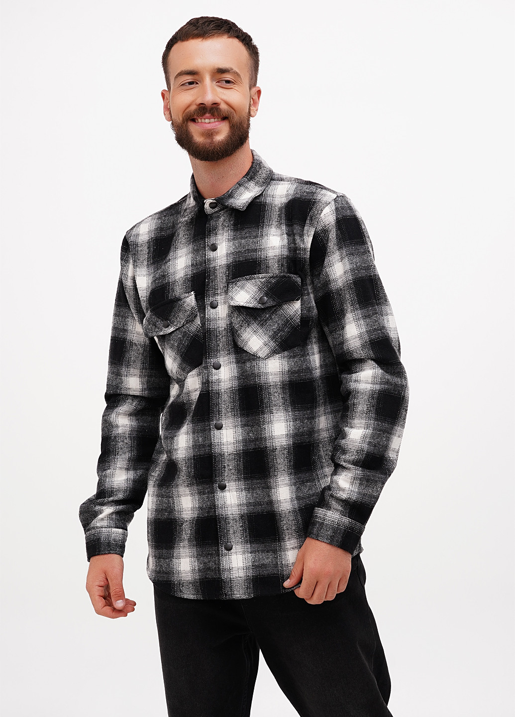 Черно-белая кэжуал рубашка в клетку Boohoo