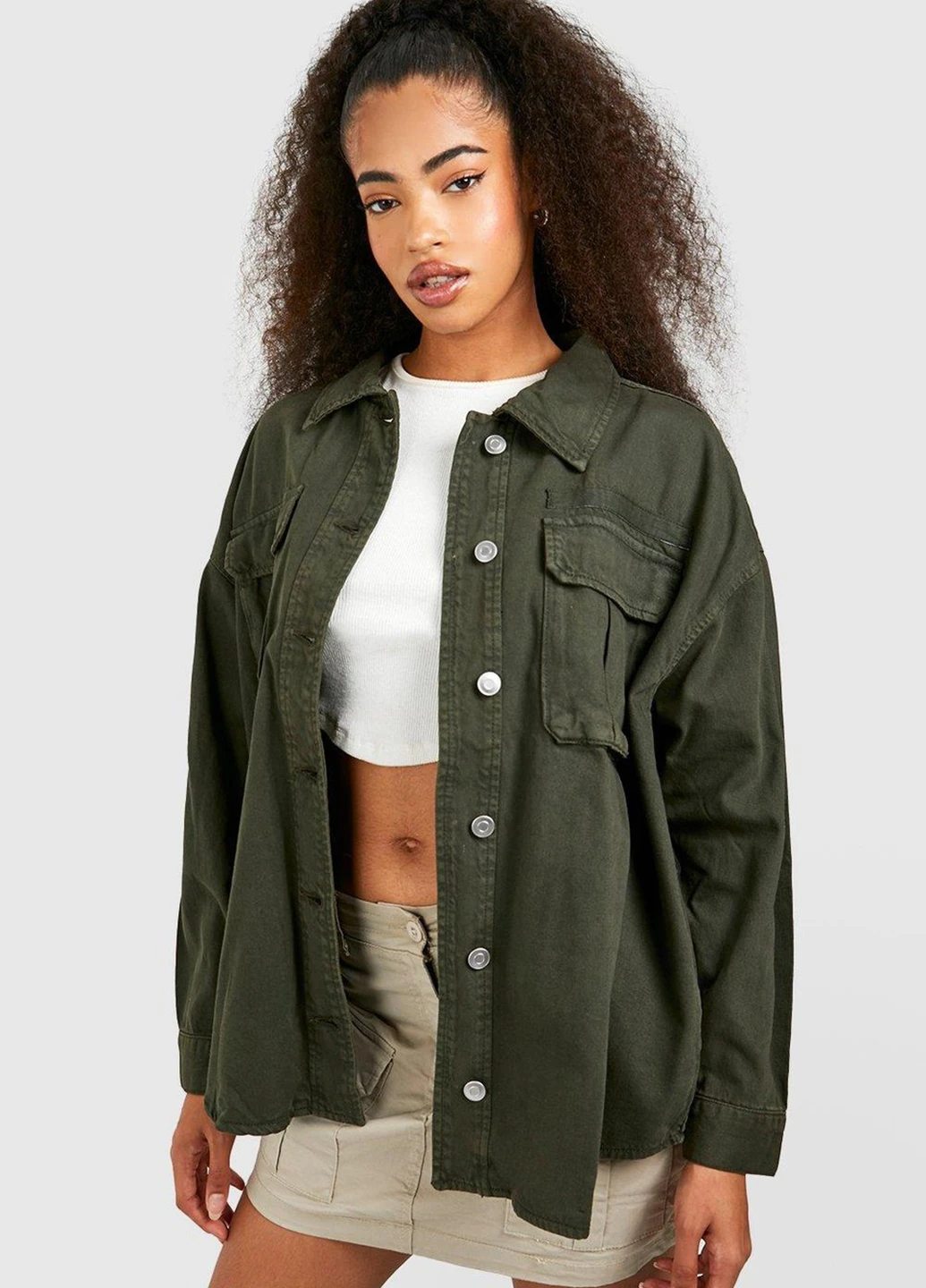 Оливковая (хаки) демисезонная куртка Boohoo