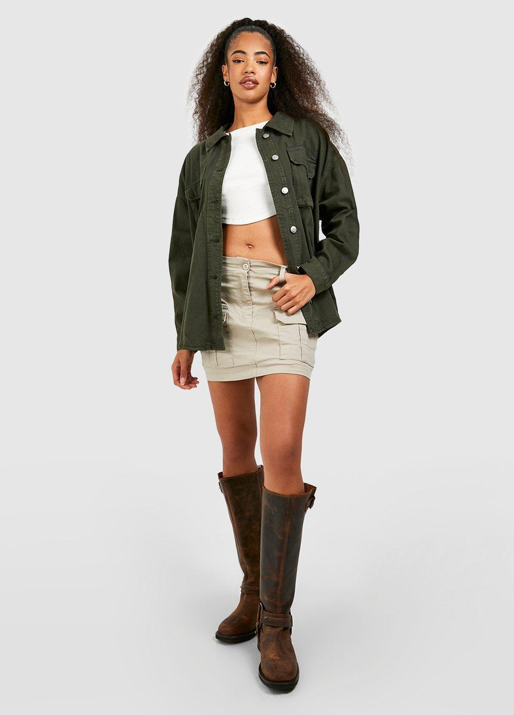 Оливковая (хаки) демисезонная куртка Boohoo