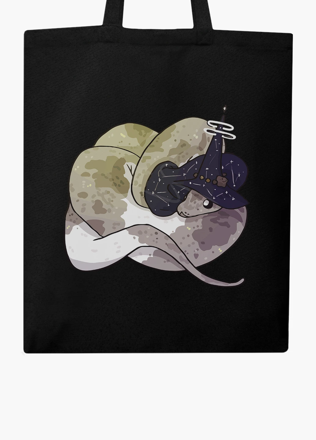 Еко сумка шоппер чорна Магічна змія (Magic snake) на блискавці (9227-2848-BKZ) MobiPrint (236265428)