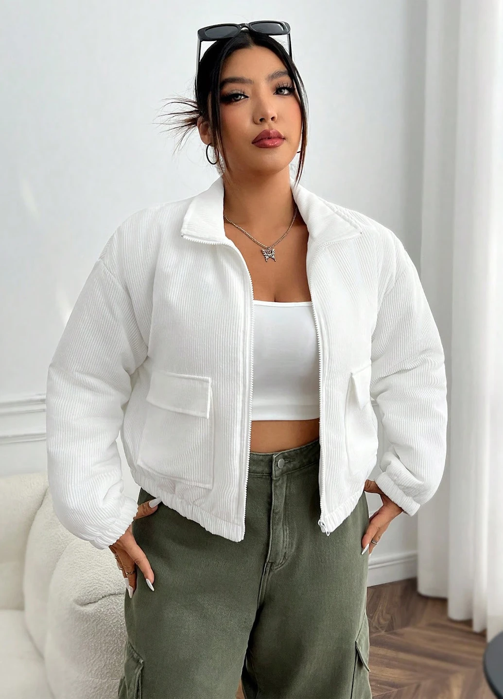 Белая демисезонная куртка SHEIN