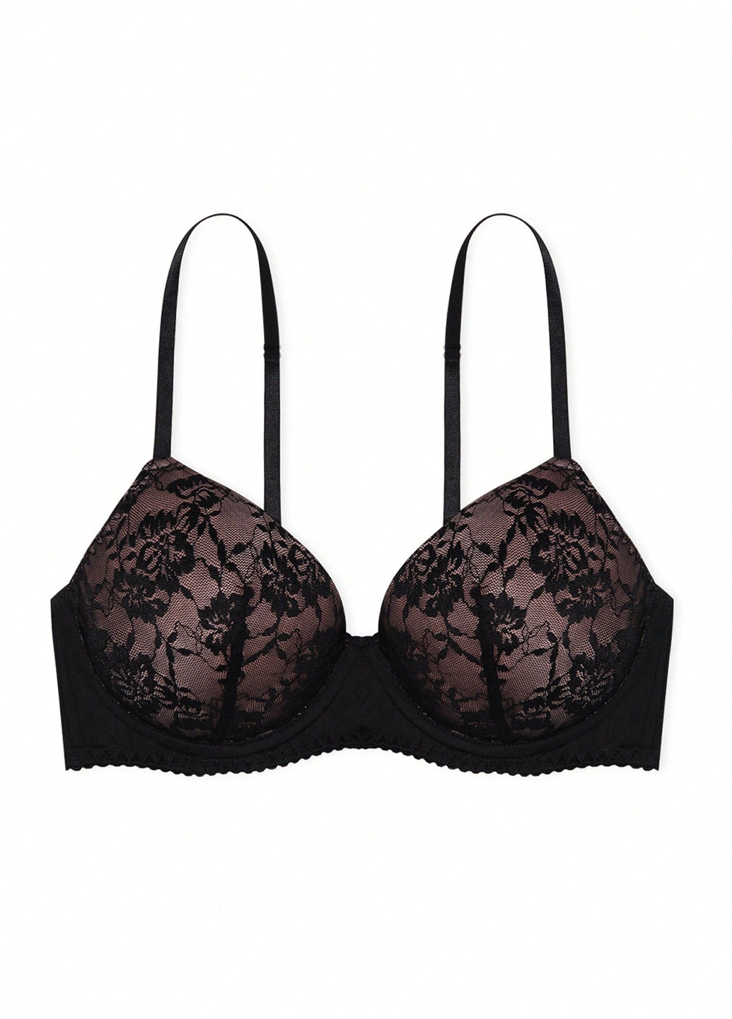 Чёрный корбей бюстгальтер SHEIN с косточками полиэстер