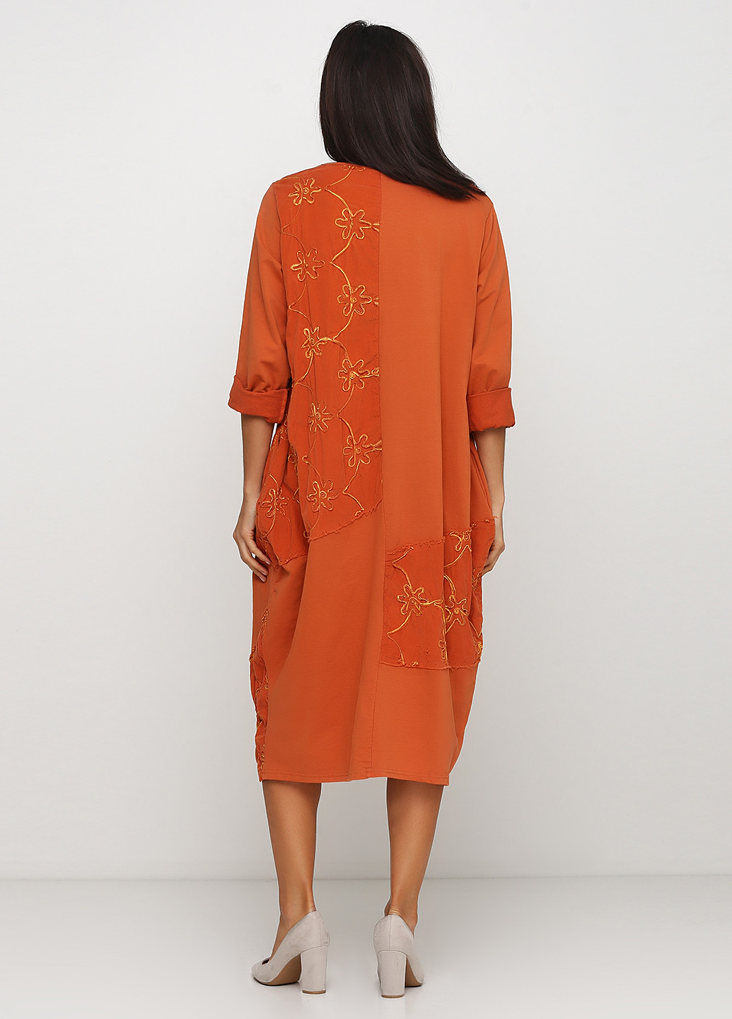 Оранжевое кэжуал платье оверсайз Natural Fibers однотонное