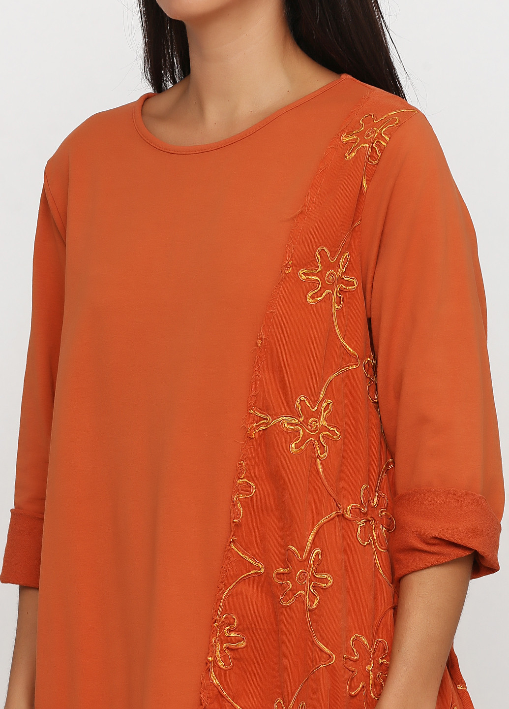 Оранжевое кэжуал платье оверсайз Natural Fibers однотонное