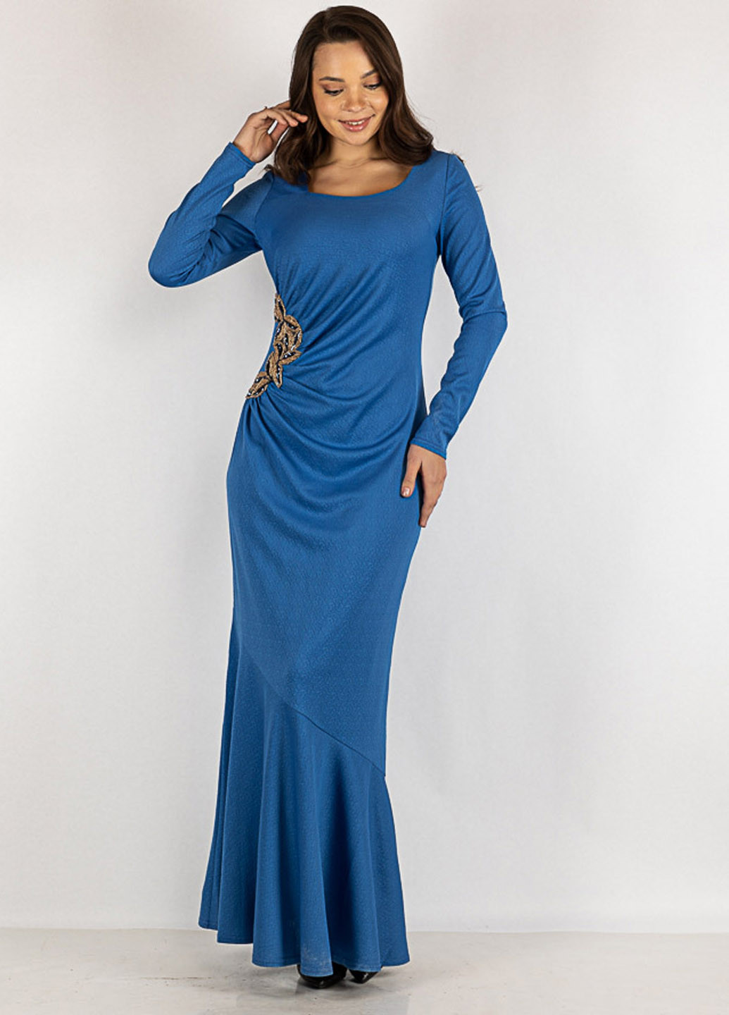 Голубое вечернее платье Time of Style однотонное