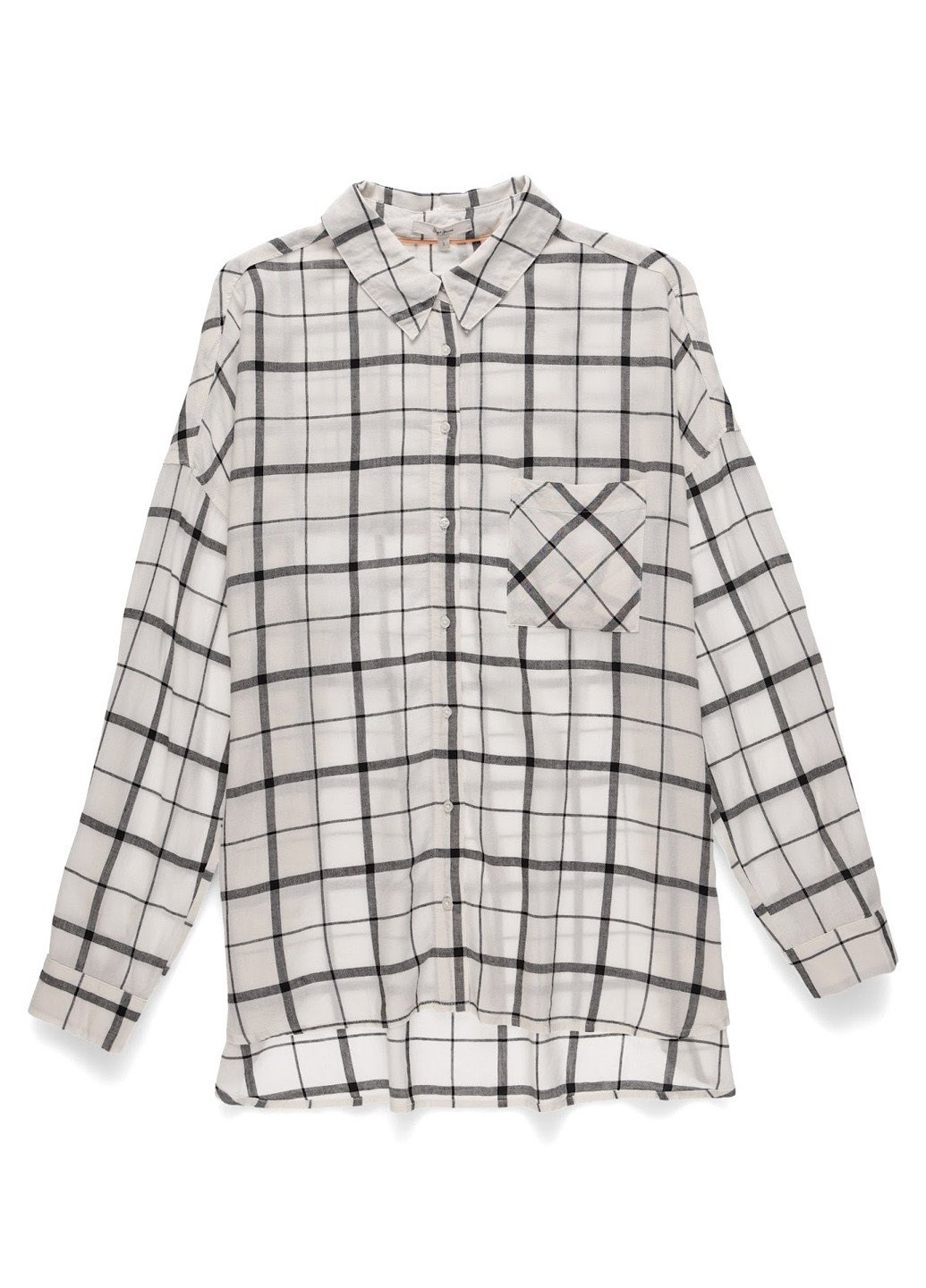 Белая кэжуал, классическая рубашка в клетку Pepe Jeans