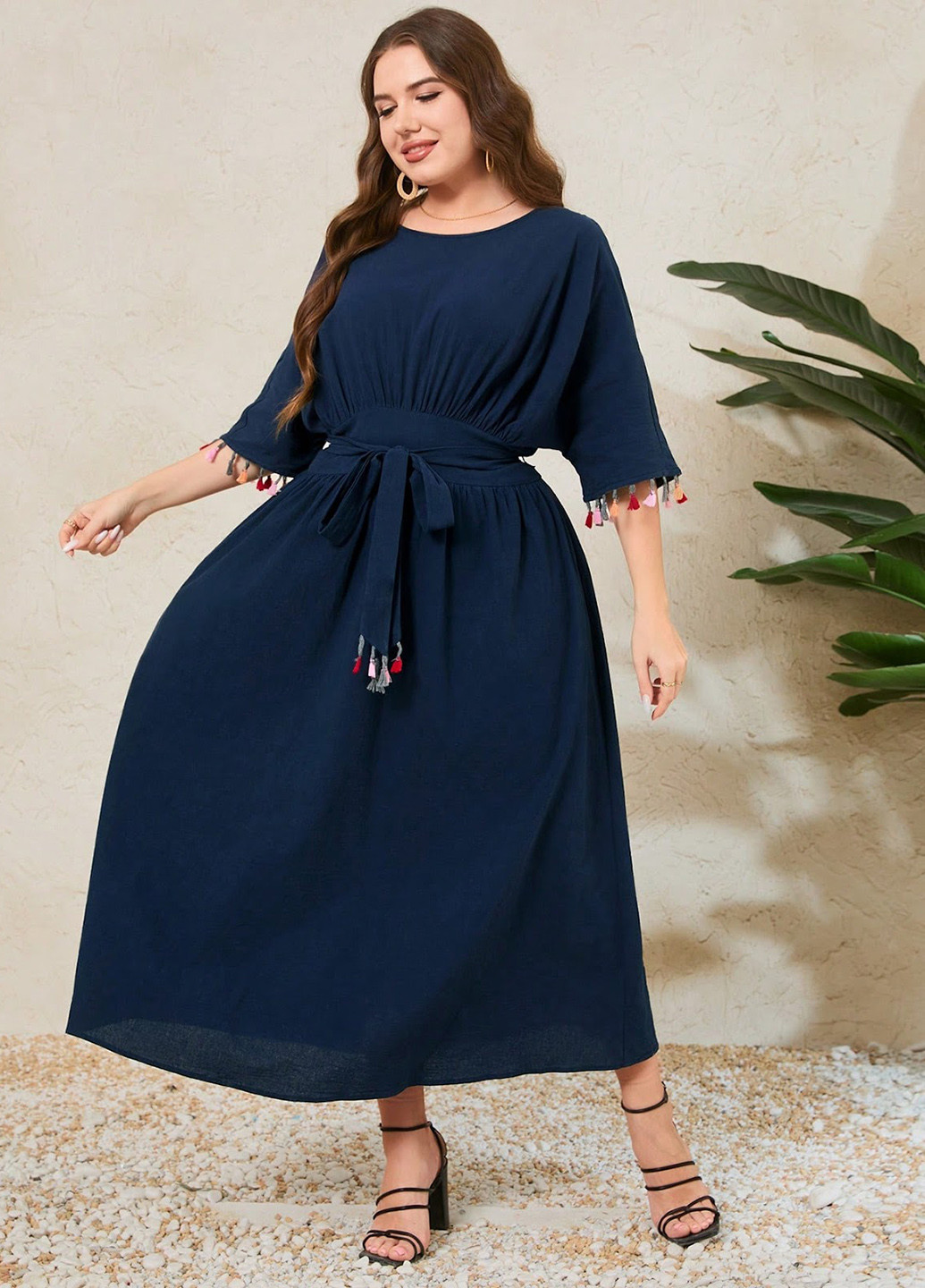 Індиго кежуал сукня кльош SHEIN однотонна