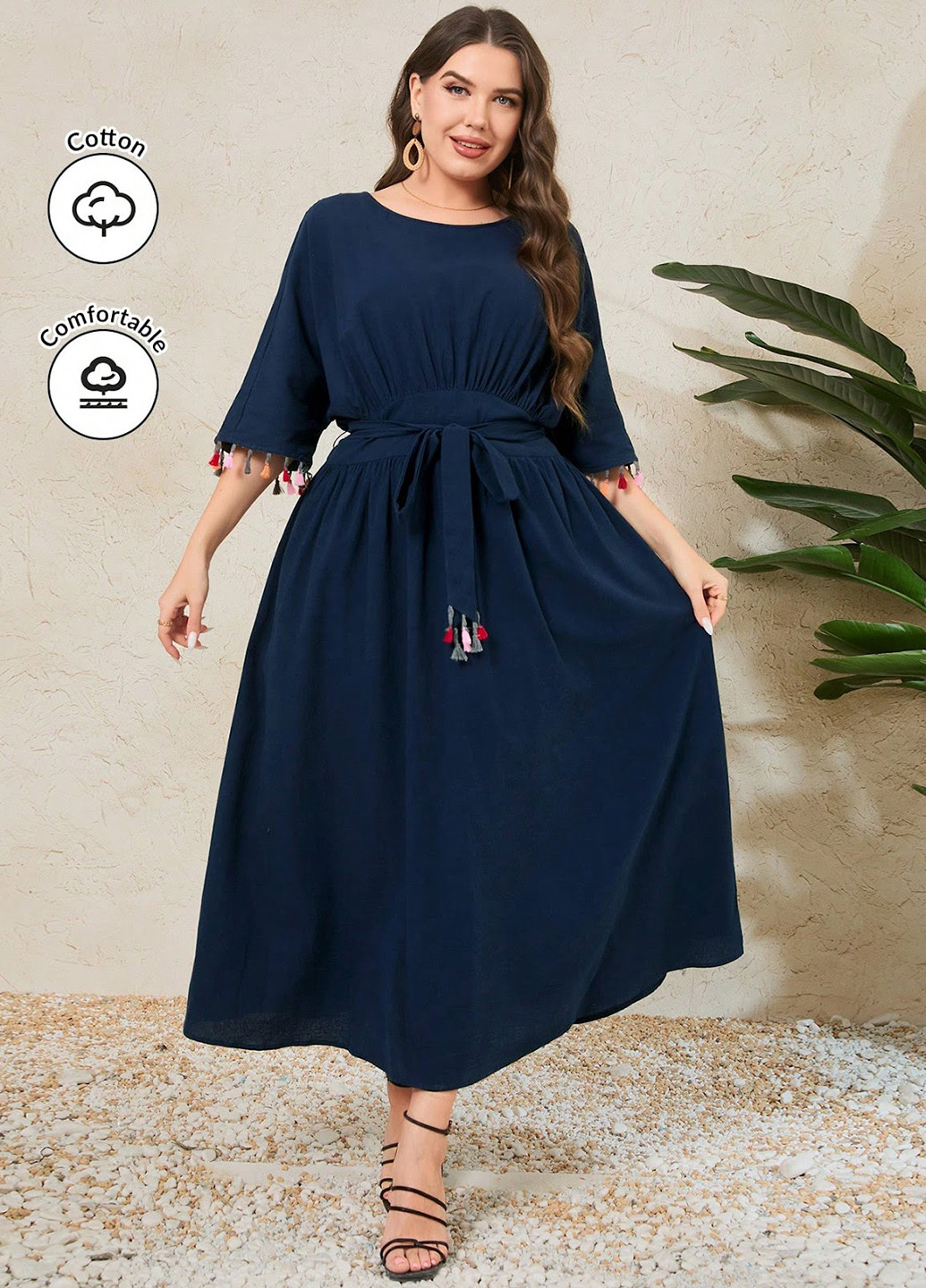 Індиго кежуал сукня кльош SHEIN однотонна