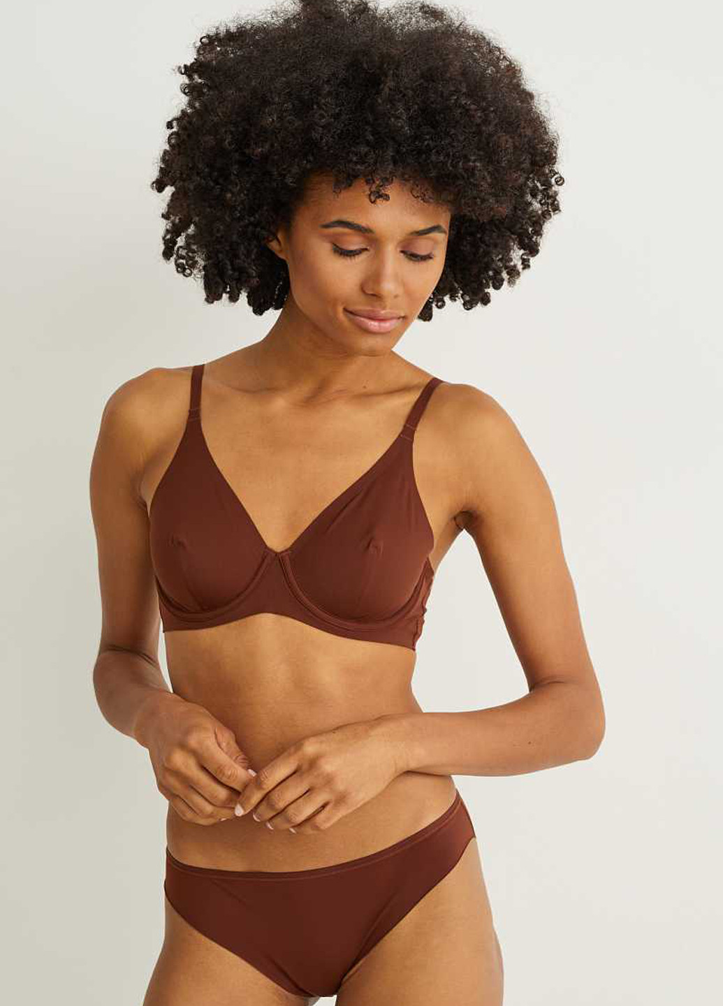 Коричневый бюстгальтер C&A с косточками полиамид