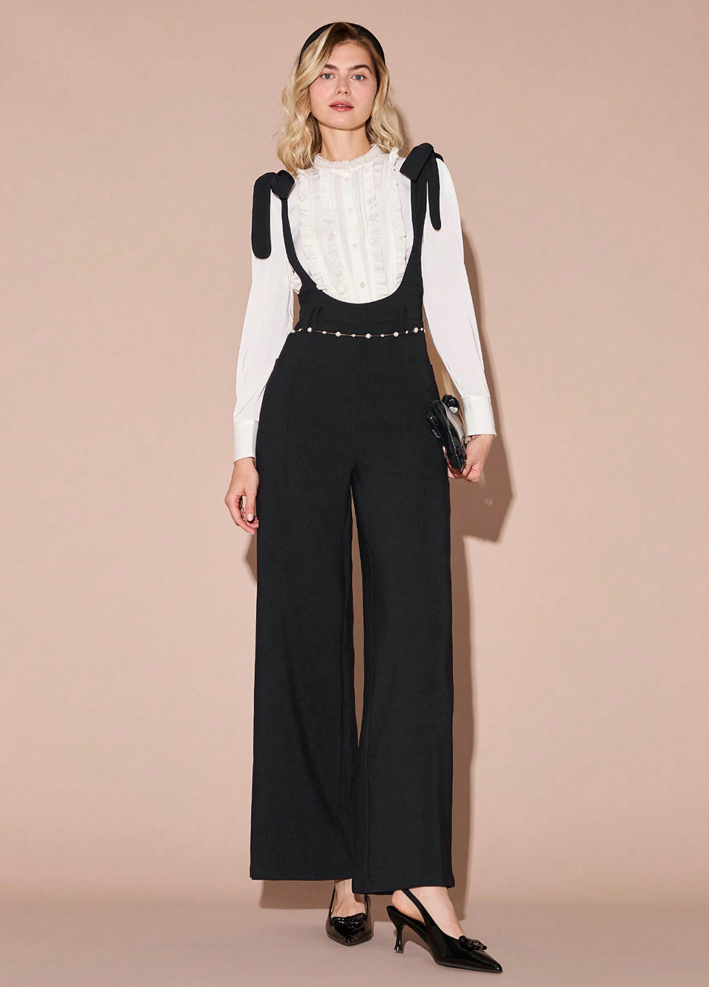 Комбінезон SHEIN комбінезон-брюки однотонний чорний кежуал поліестер