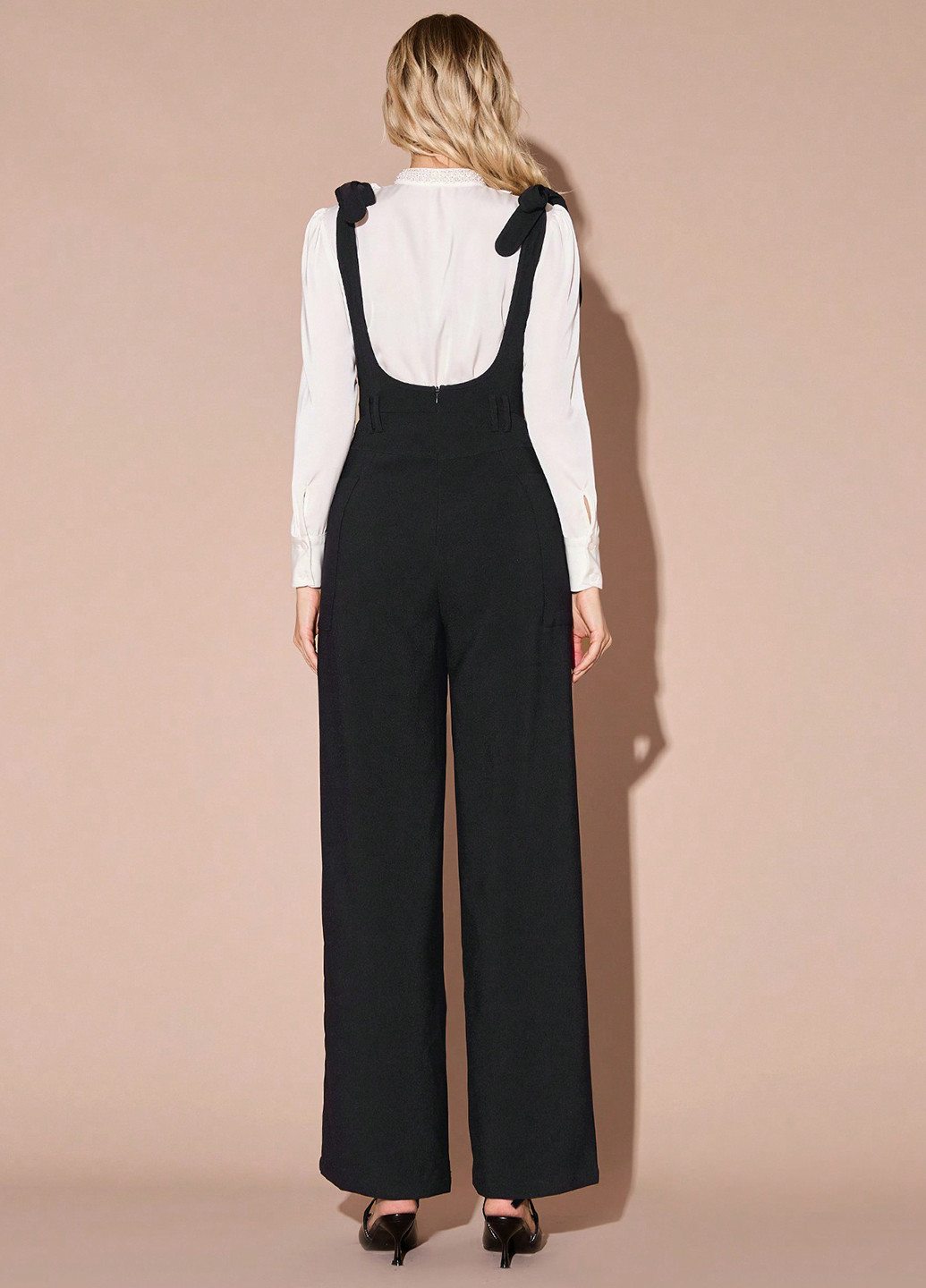 Комбінезон SHEIN комбінезон-брюки однотонний чорний кежуал поліестер