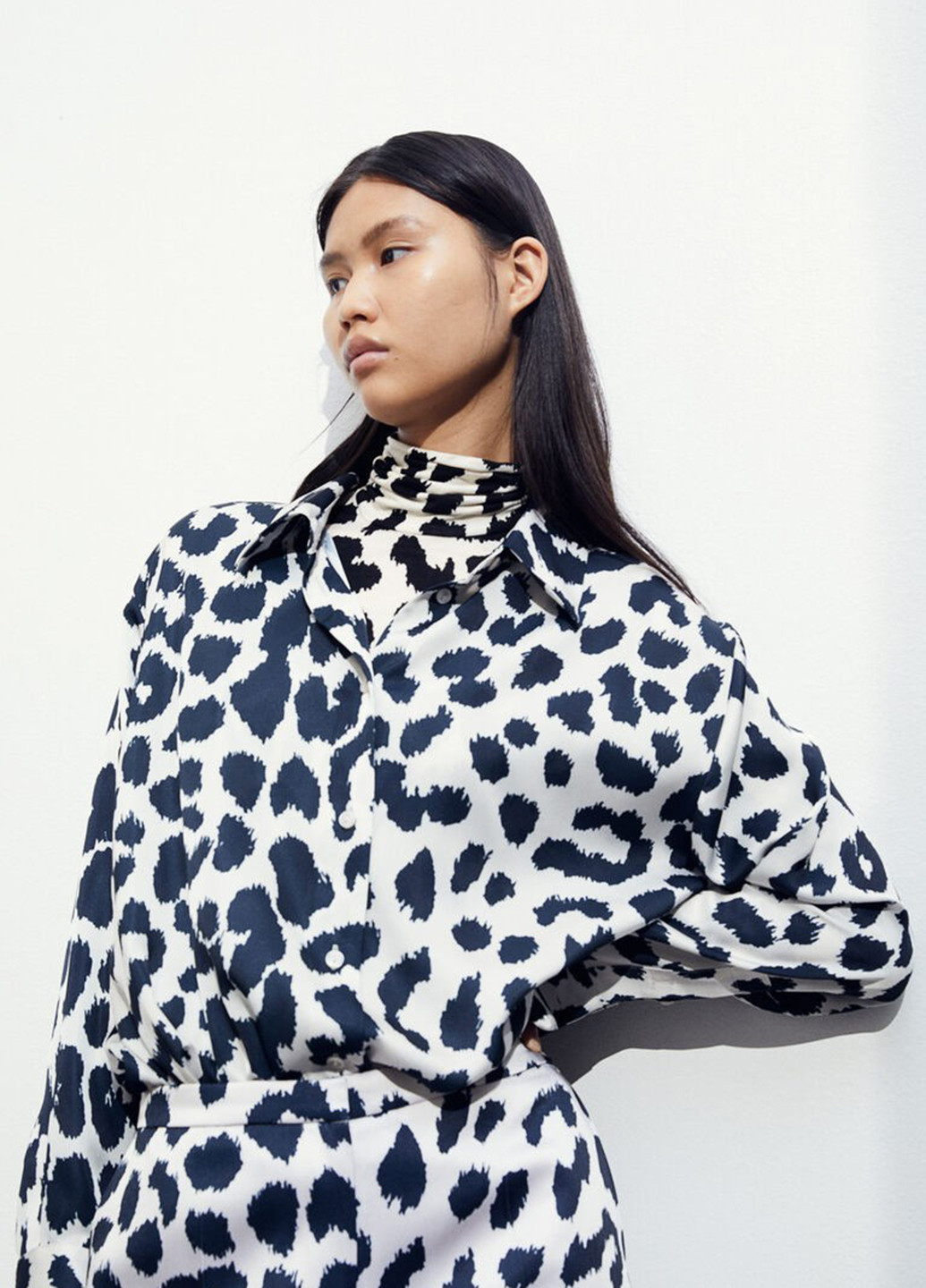 Черно-белая кэжуал рубашка леопардовый H&M