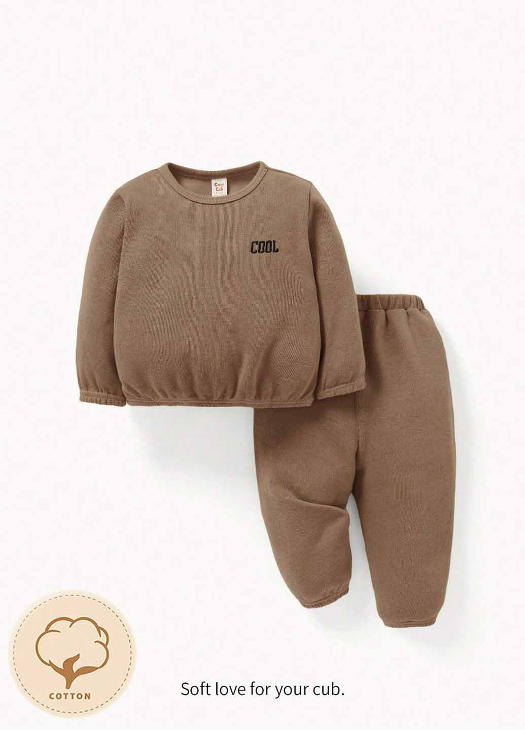 Коричневий демісезонний костюм (світшот, штани) брючний SHEIN